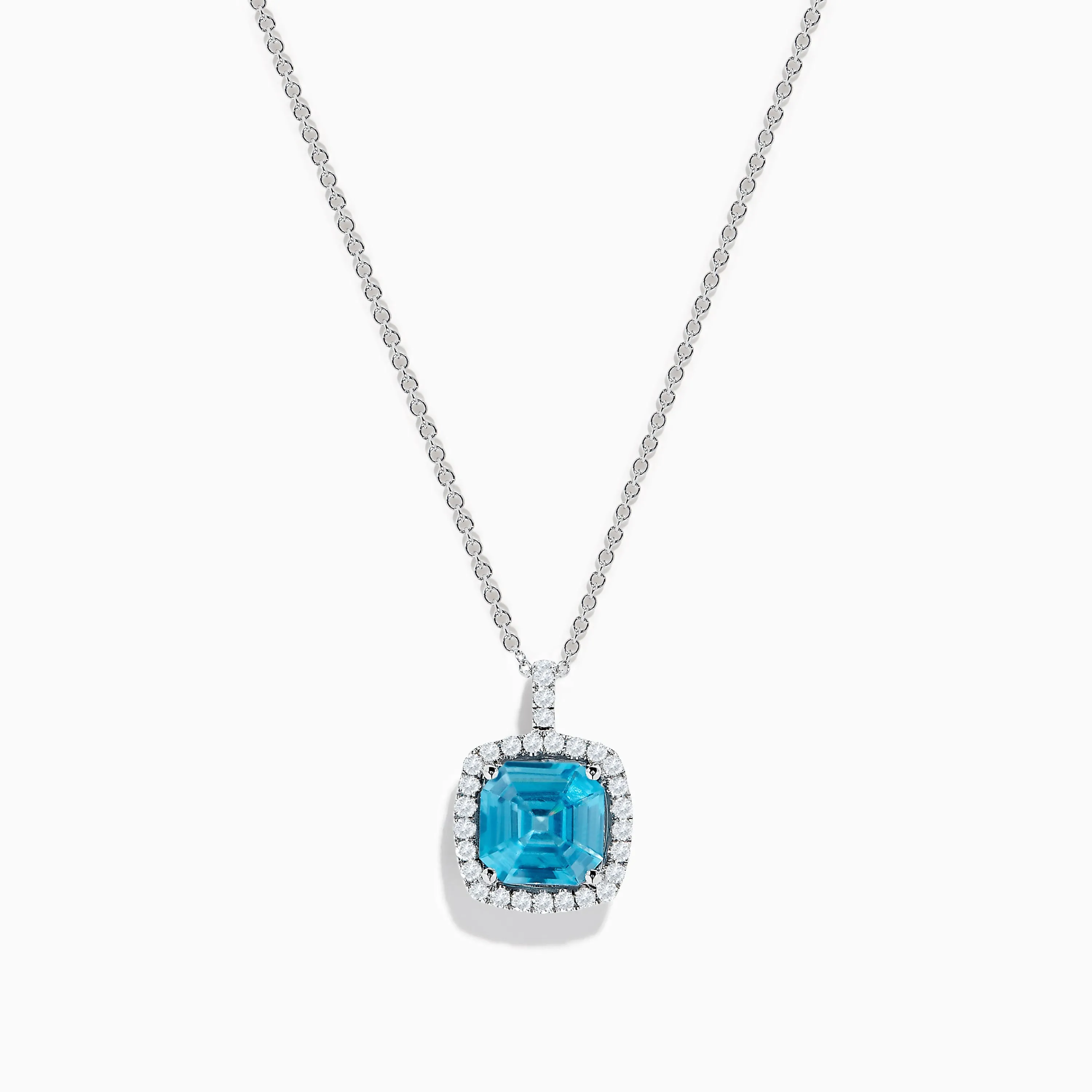14K White Gold Blue Zircon and Diamond Pendant sold by Effy