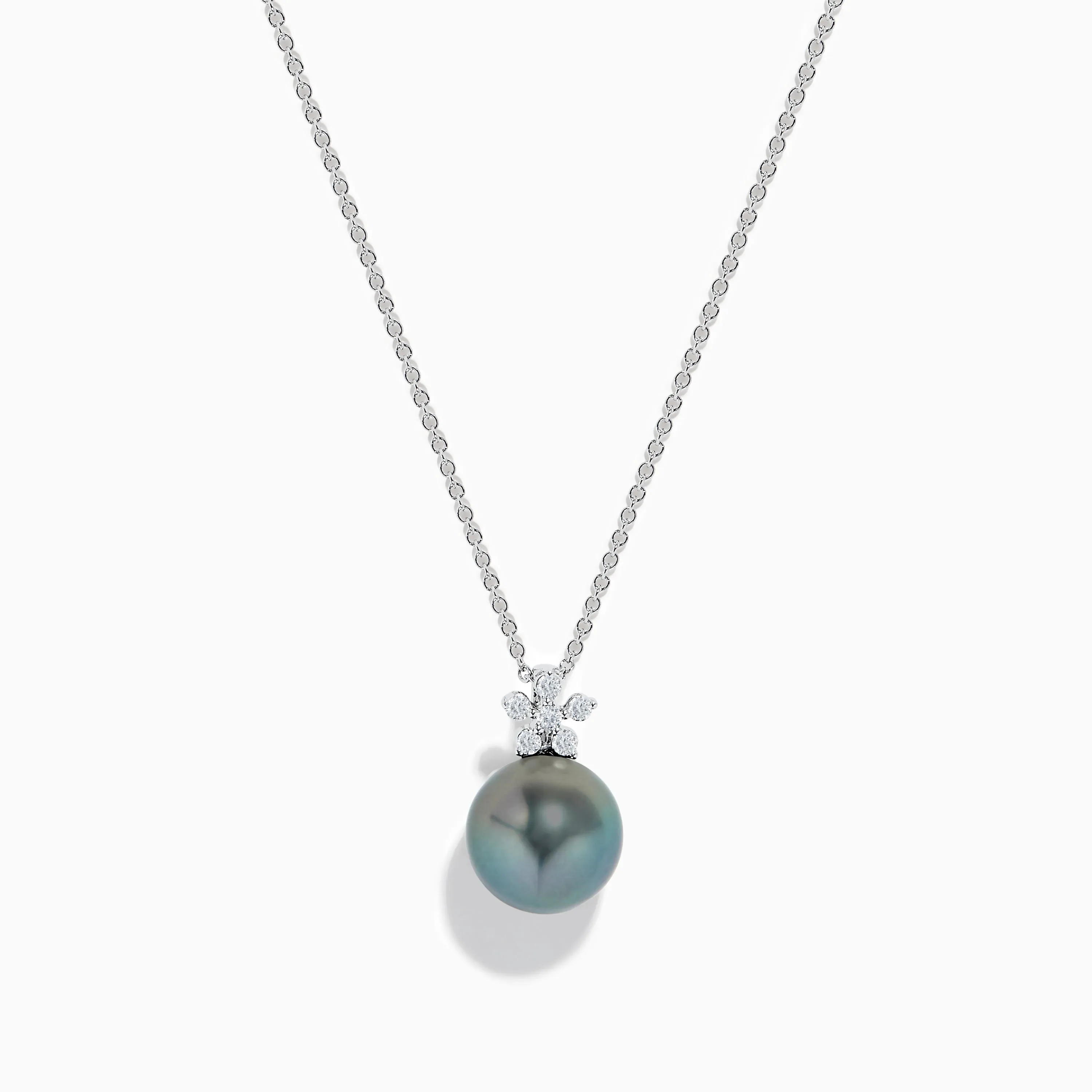 14K White Gold Tahitian Pearl and Diamond Pendant sold by Effy