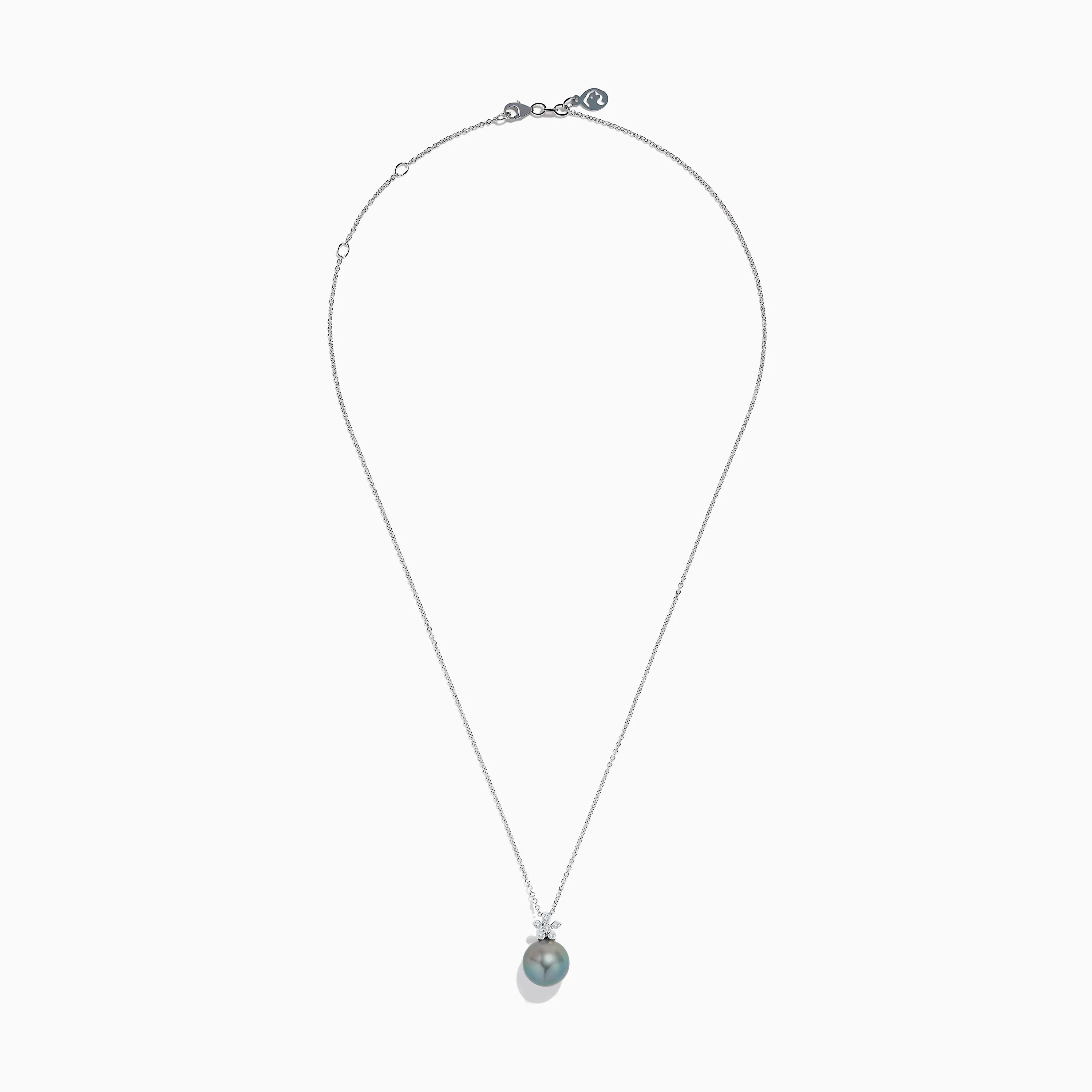 14K White Gold Tahitian Pearl and Diamond Pendant sold by Effy product image thumbnail 2