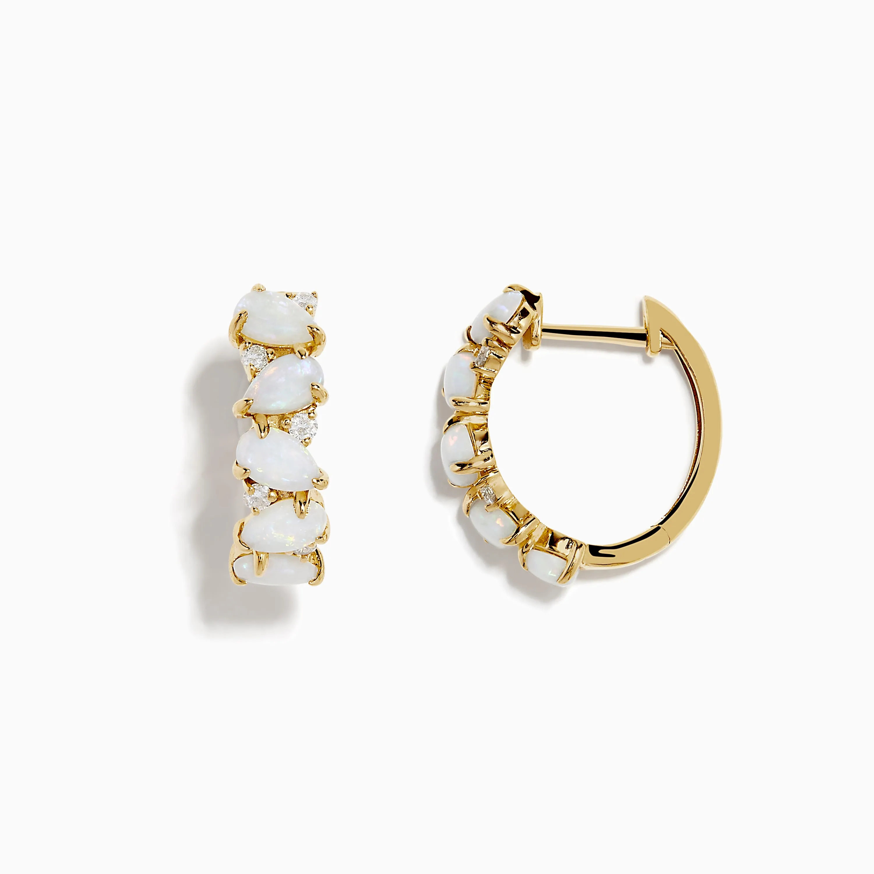 Aurora 14K Yellow Gold Opal and Diamond Hoop Earrings sold by Effy product image thumbnail 2