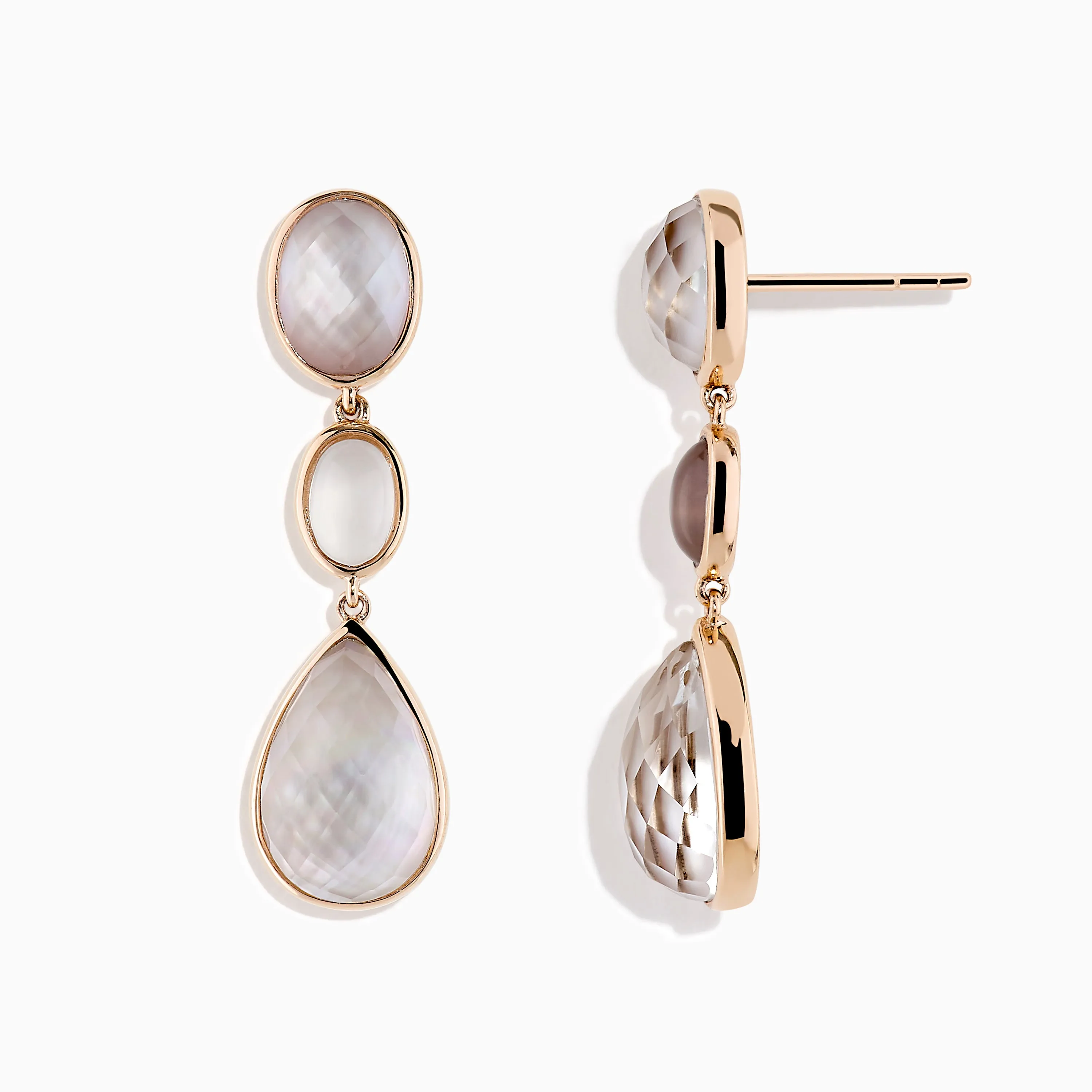14K Rose Gold Quartz Crystal, Rose Quartz and Pink Mother Of Pearl Earrings sold by Effy product image thumbnail 2