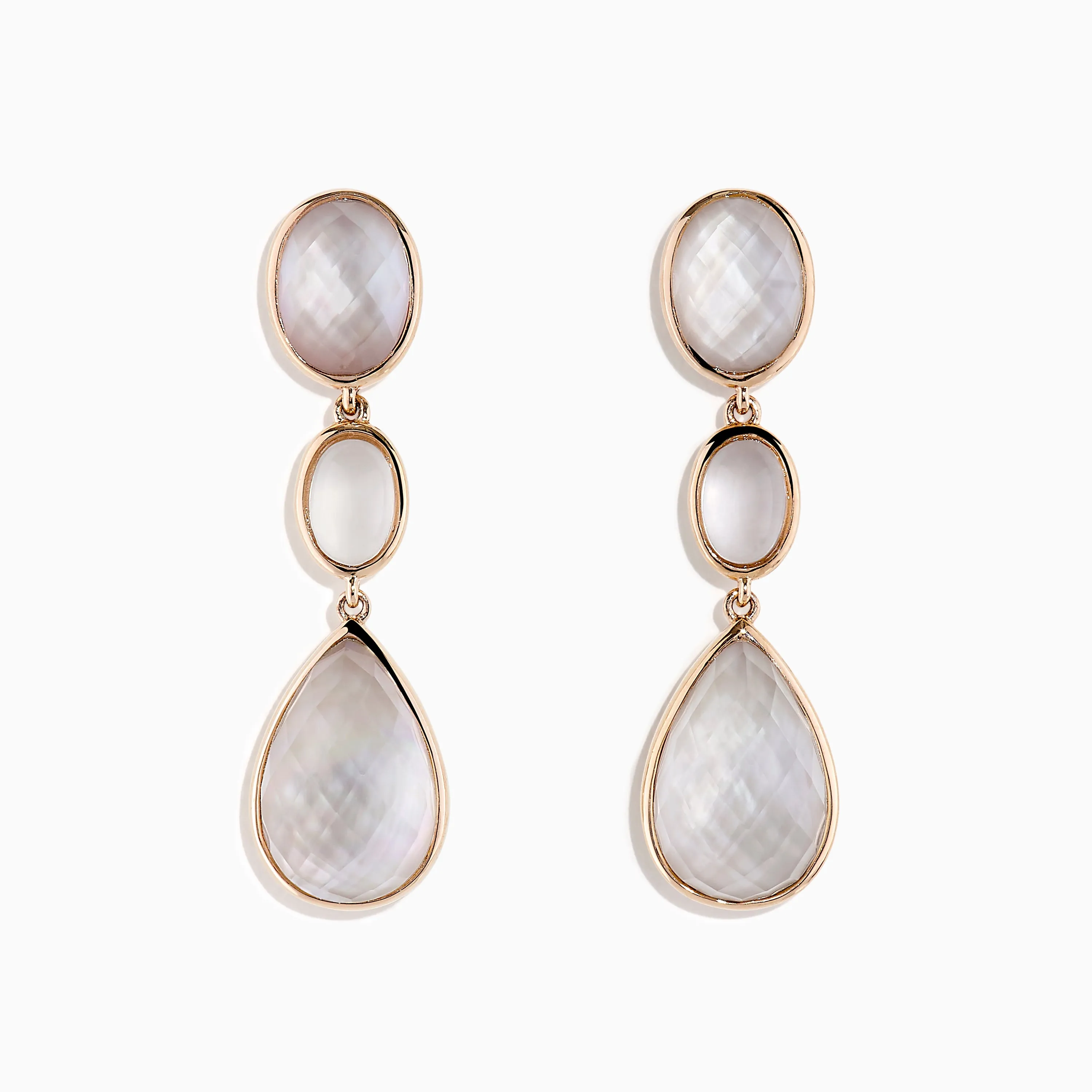 14K Rose Gold Quartz Crystal, Rose Quartz and Pink Mother Of Pearl Earrings sold by Effy