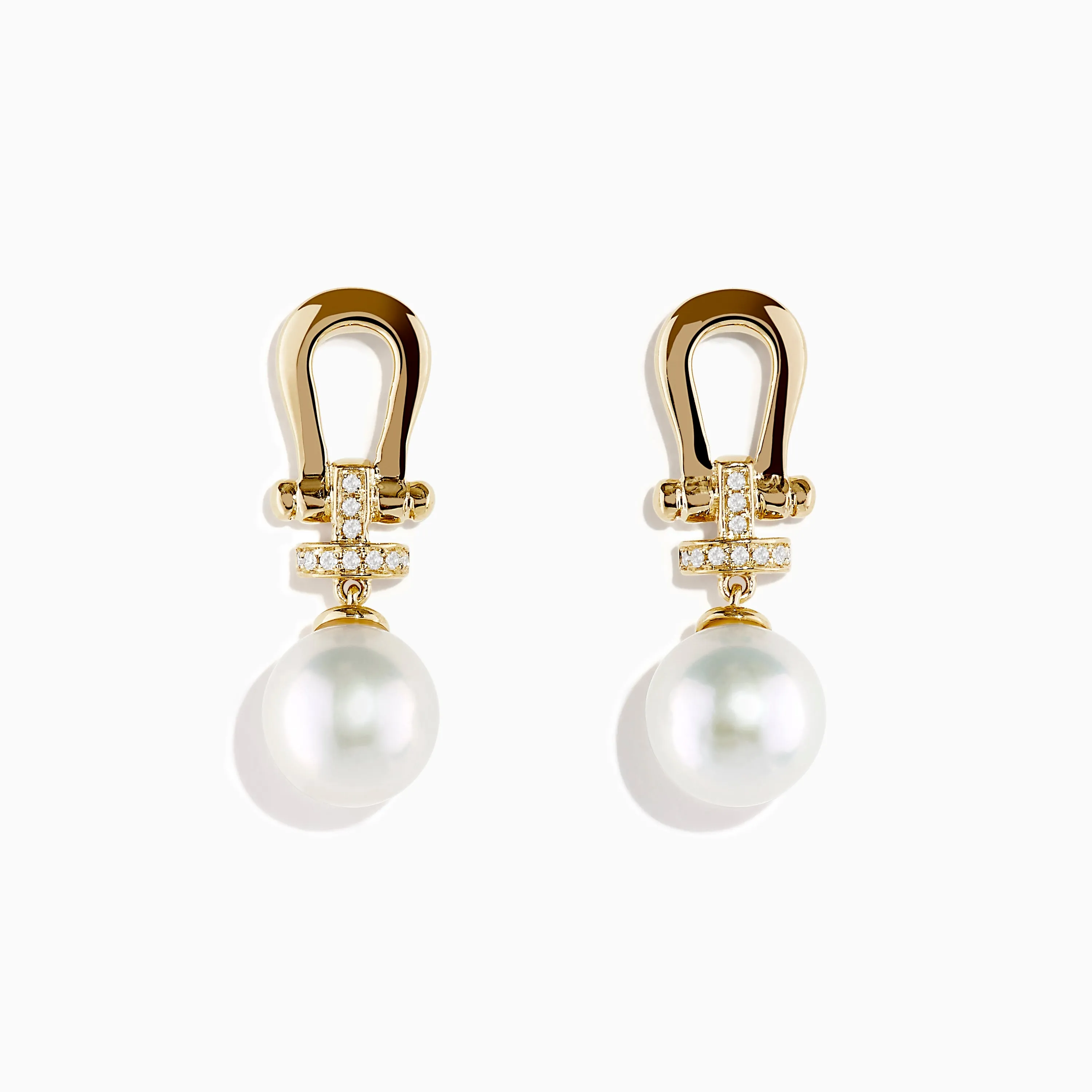 14K Yellow Gold Fresh Water Pearl and Diamond Horseshoe Drop Earrings sold by Effy