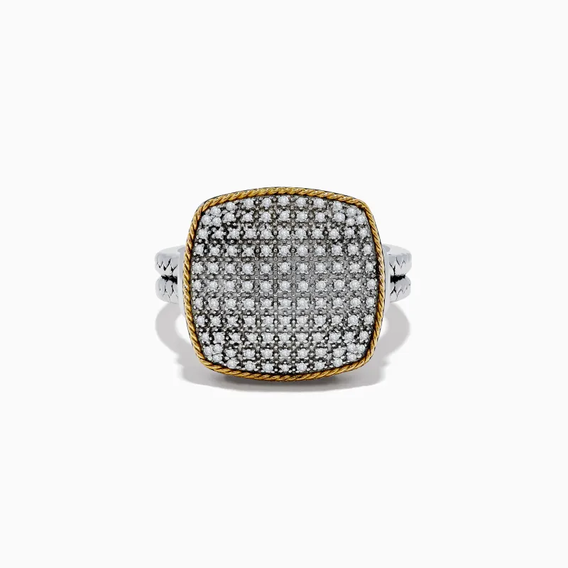 925 Sterling Silver/18K Yellow Gold Diamond Ring sold by Effy