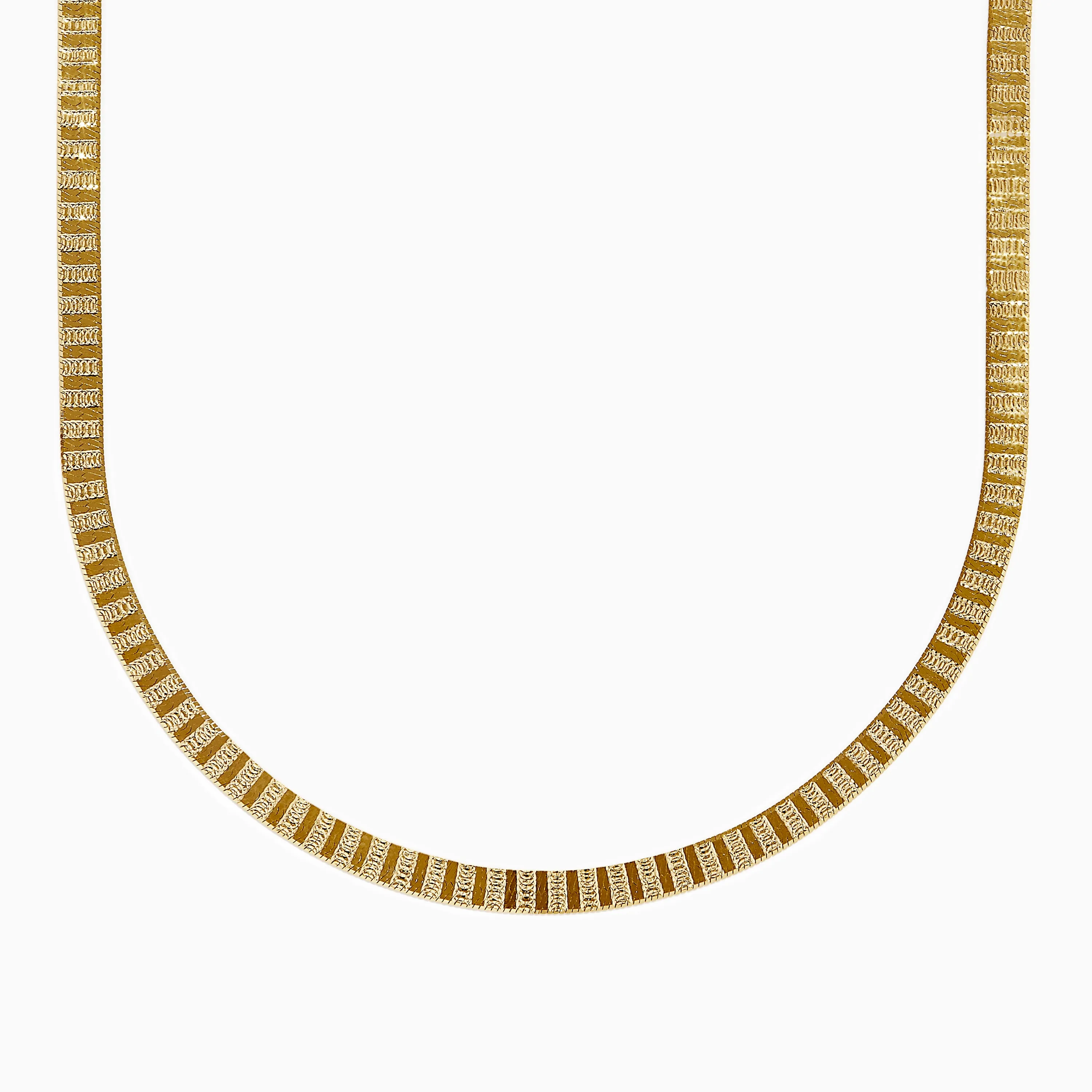 14K Yellow Gold Textured Herringbone Chain Necklace 17" sold by Effy product image thumbnail 3