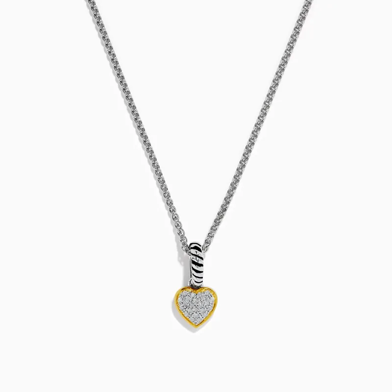 925 Sterling Silver  and 18K Yellow Gold Diamond Heart Pendant sold by Effy
