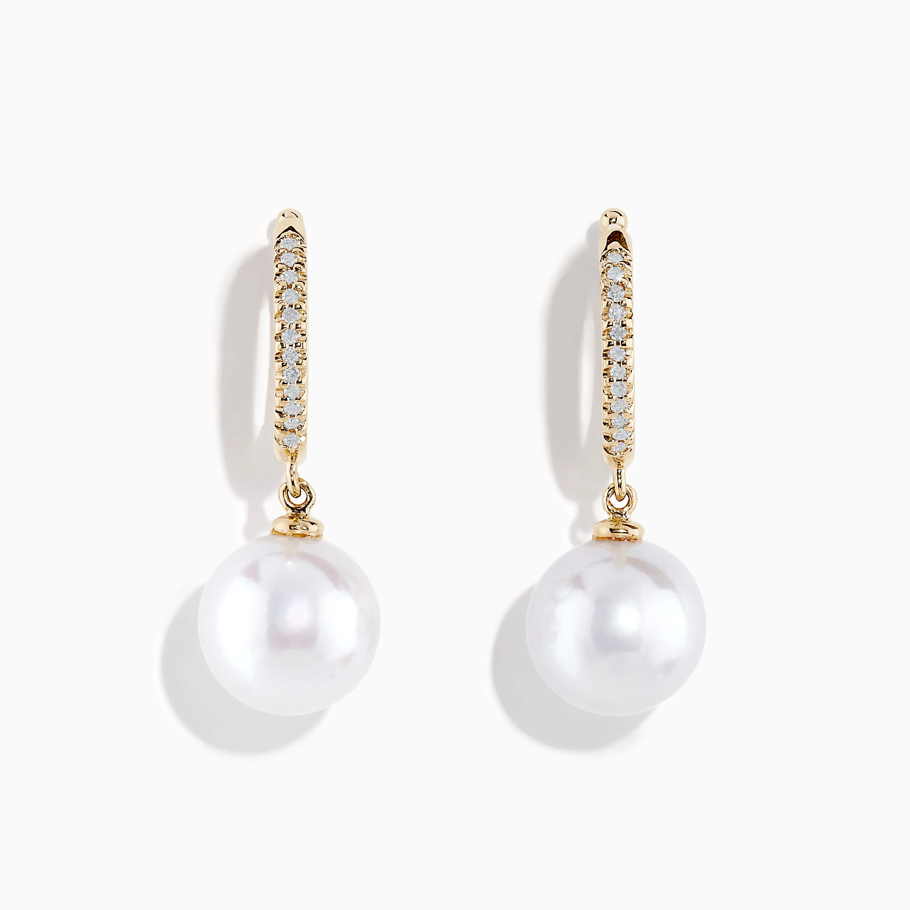 14K Yellow Gold Diamond, Fresh Water Pearl Earrings sold by Effy