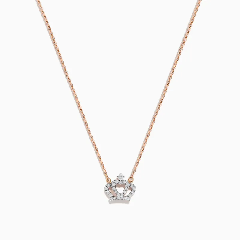Novelty 14K Rose Gold Diamond Crown Necklace sold by Effy