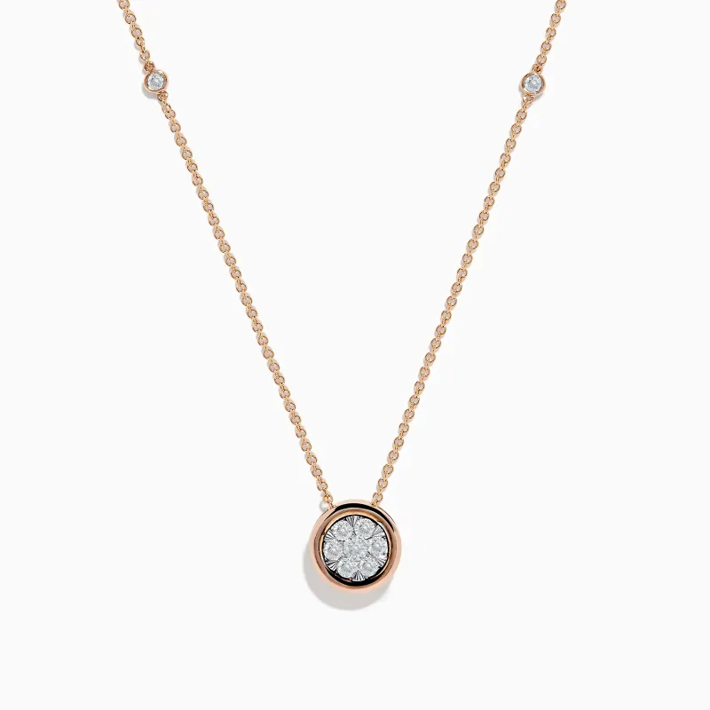 Pave Rose 14K White & Rose Gold Diamond Necklace sold by Effy