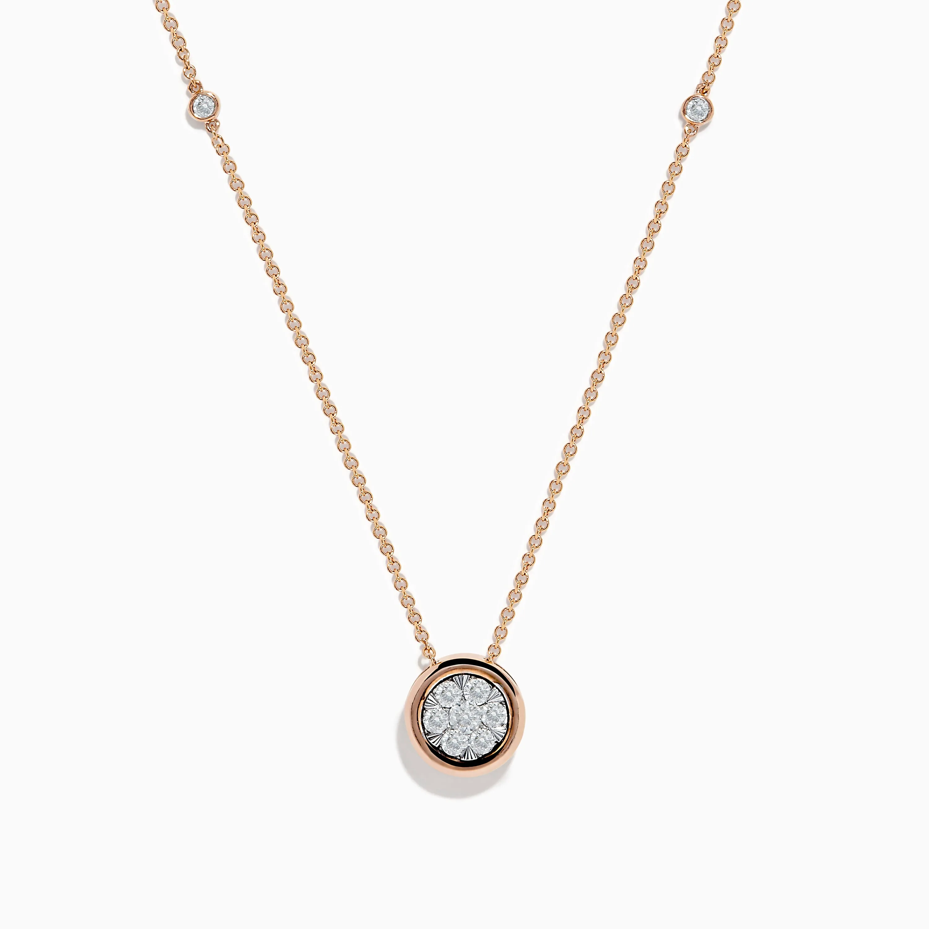 Pave Rose 14K White & Rose Gold Diamond Necklace sold by Effy