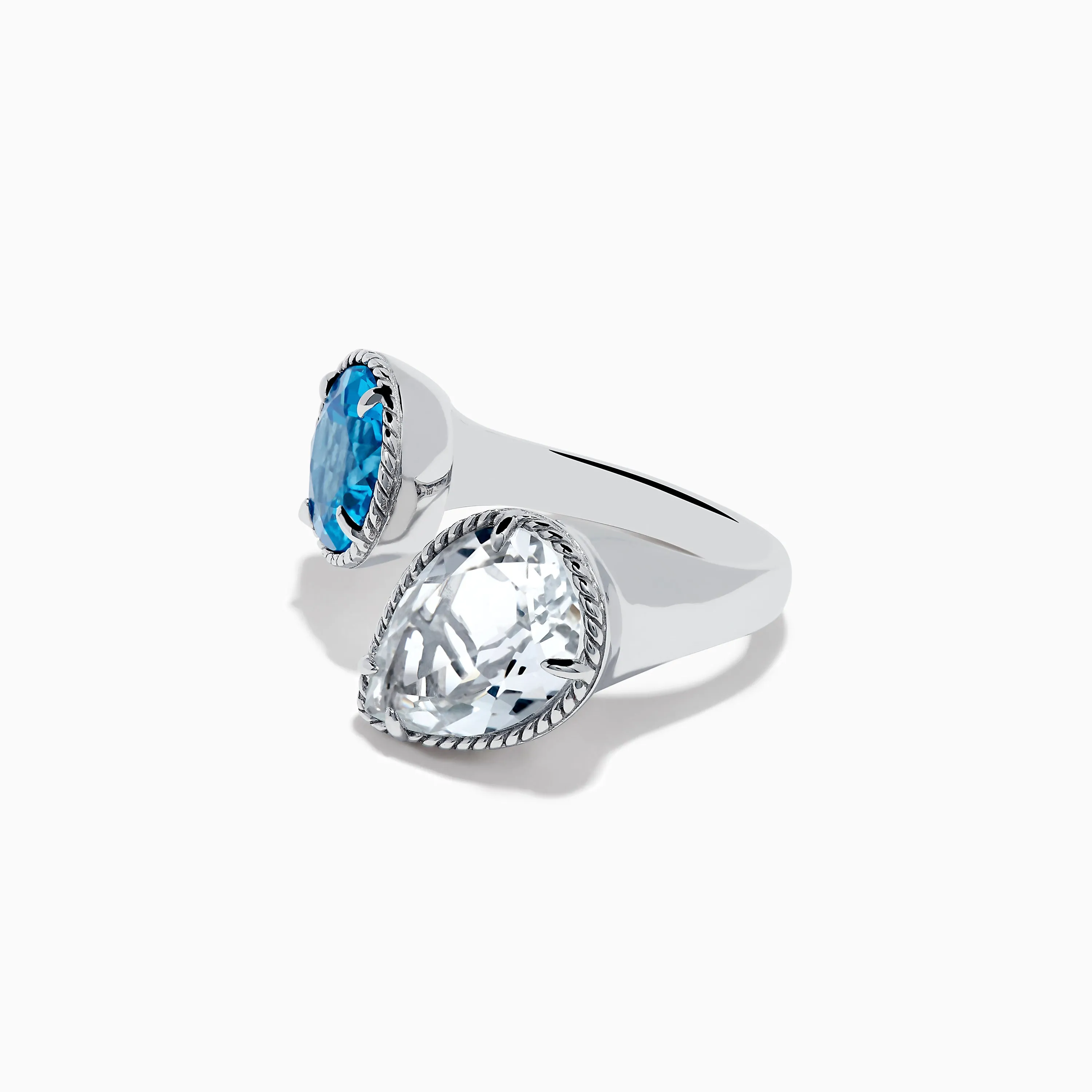 925 Sterling Silver Blue Topaz, White Topaz Toi Et Moi Ring sold by Effy product image thumbnail 2