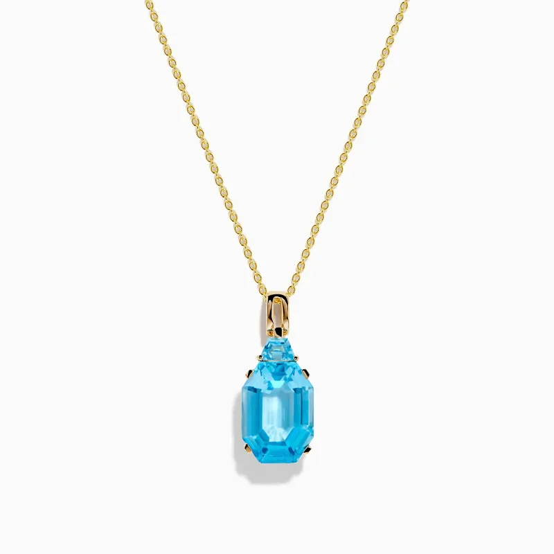Ocean Bleu 14K Yellow Gold Blue Topaz Pendant sold by Effy