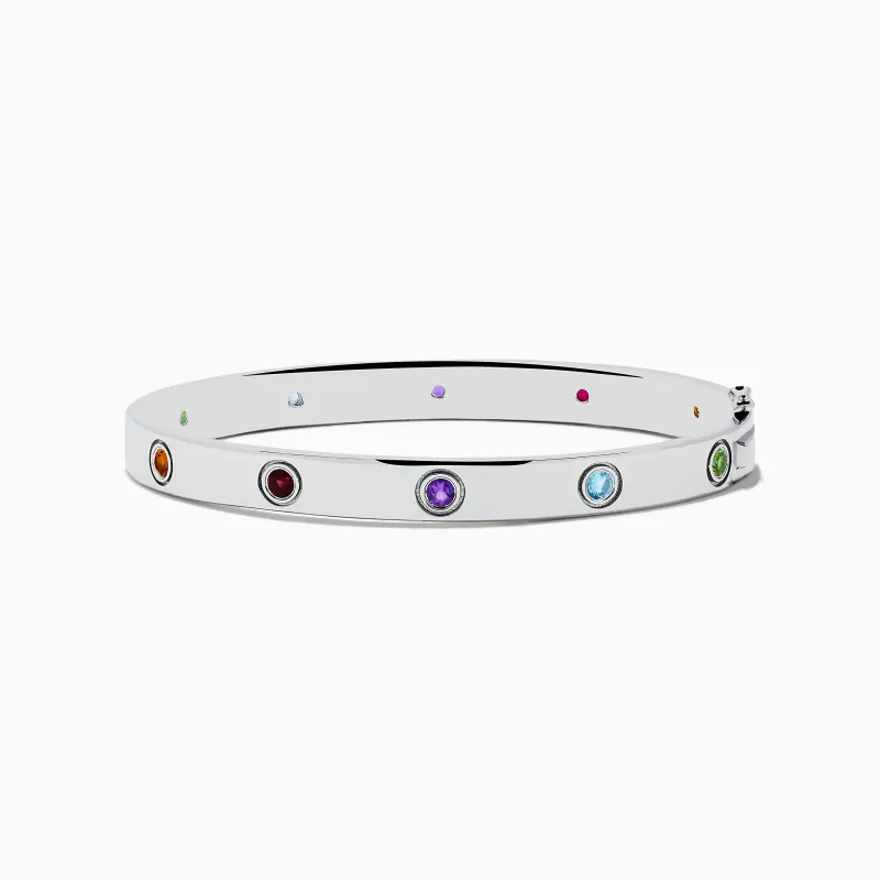 925 Sterling Silver Multi Gemstone and Diamond Bangle sold by Effy