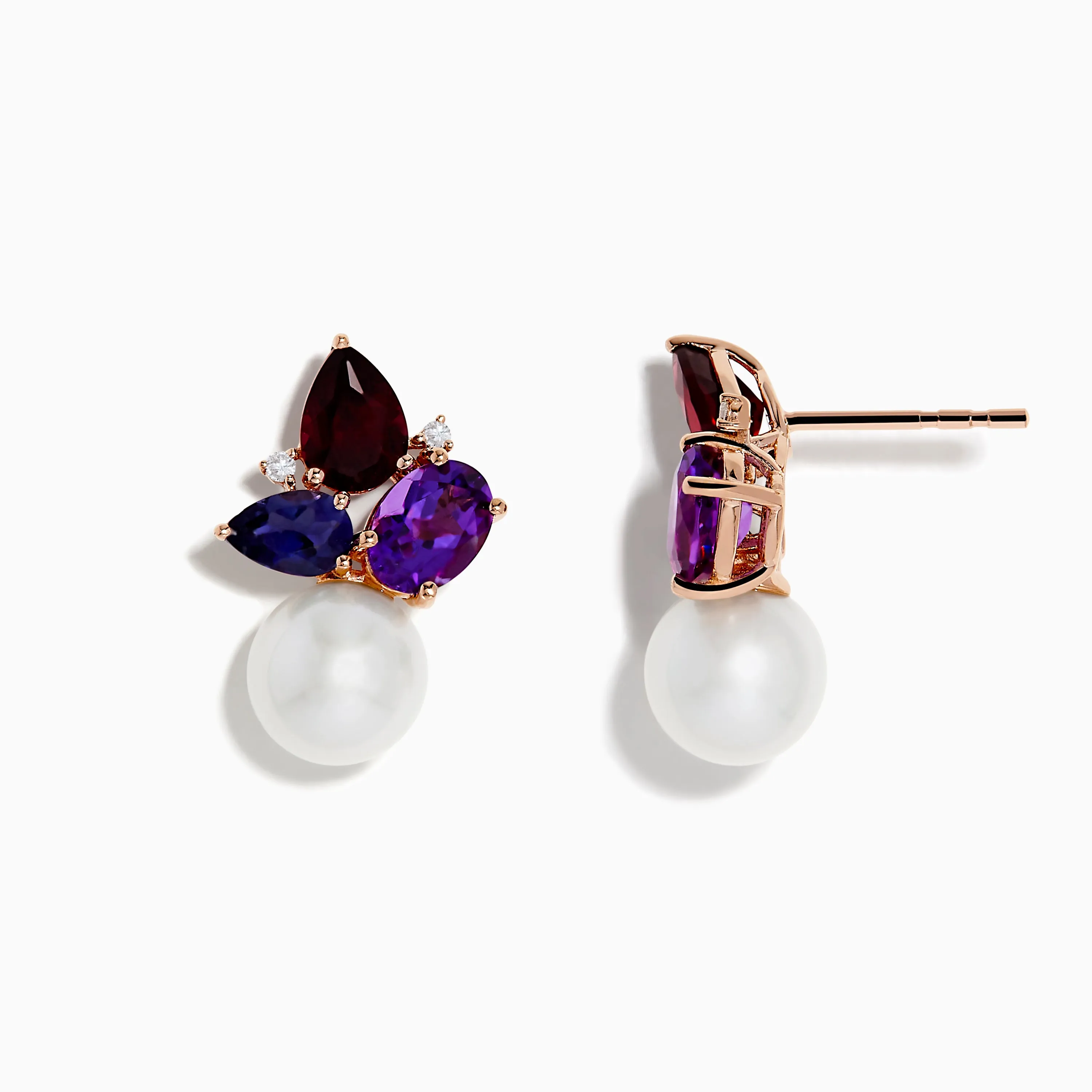 14K Rose Gold Multi Gemstone, Fresh Water Pearl and Diamond Earrings sold by Effy product image thumbnail 2