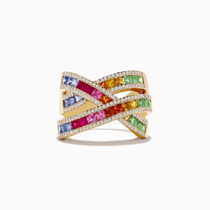 Watercolors 14K Yellow Gold Multi Sapphire and Diamond Ring sold by Effy