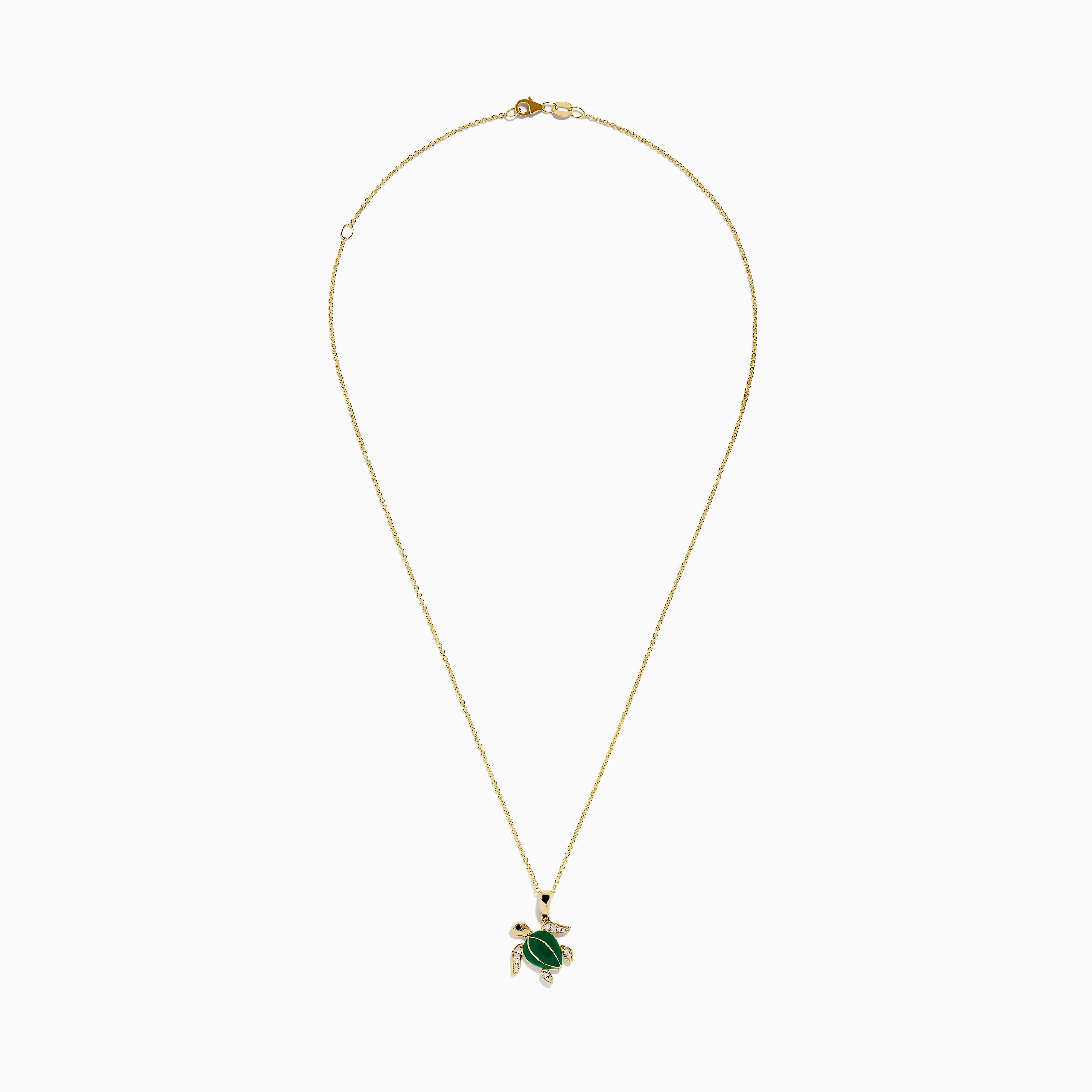 Seaside 14K Yellow Gold White and Black Diamond Enamel Turtle Pendant sold by Effy product image thumbnail 2