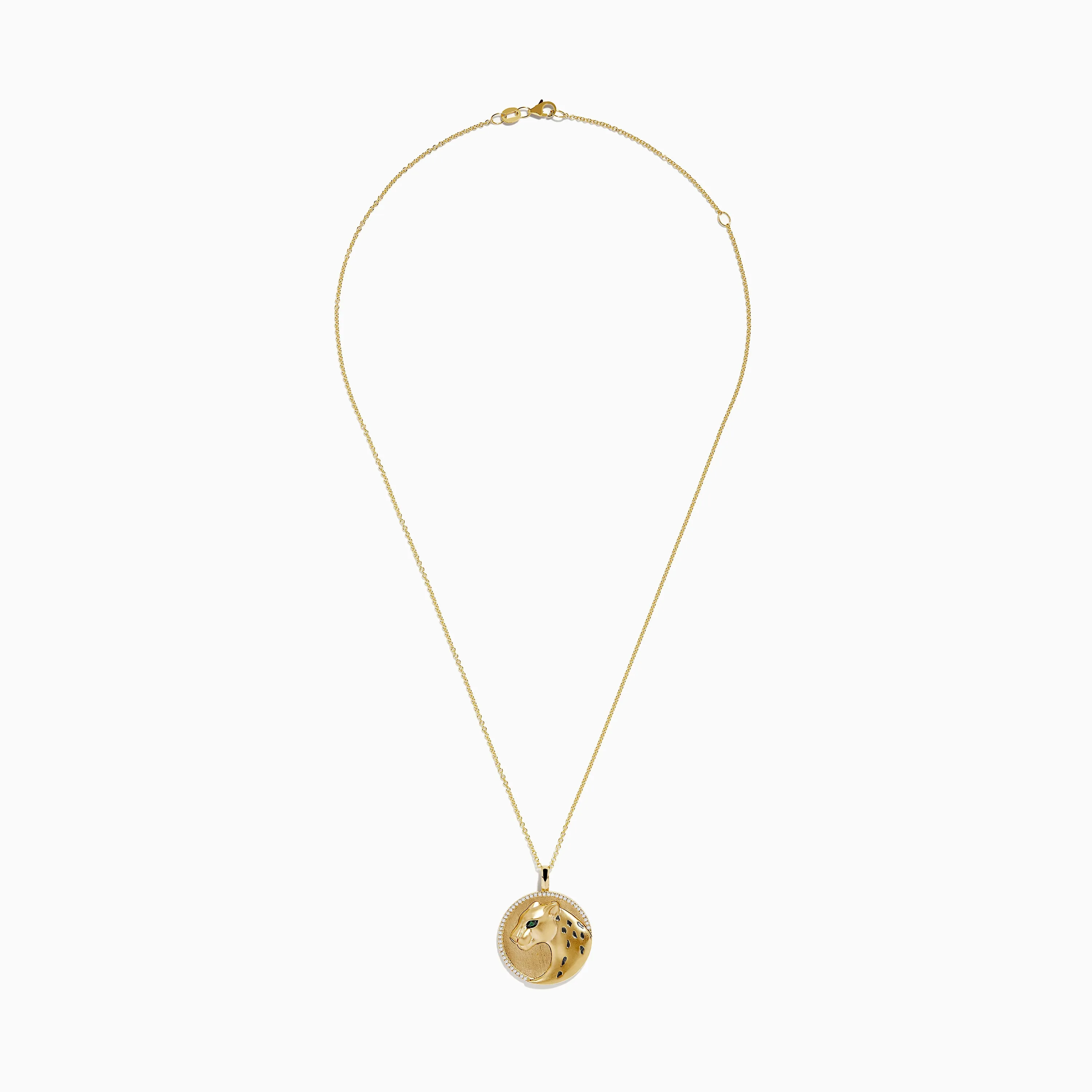 Signature 14K Yellow Gold Diamond and Emerald Panther Pendant sold by Effy product image thumbnail 2