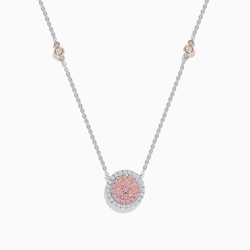 14K Two Tone Gold Pink and White Diamond Necklace sold by Effy