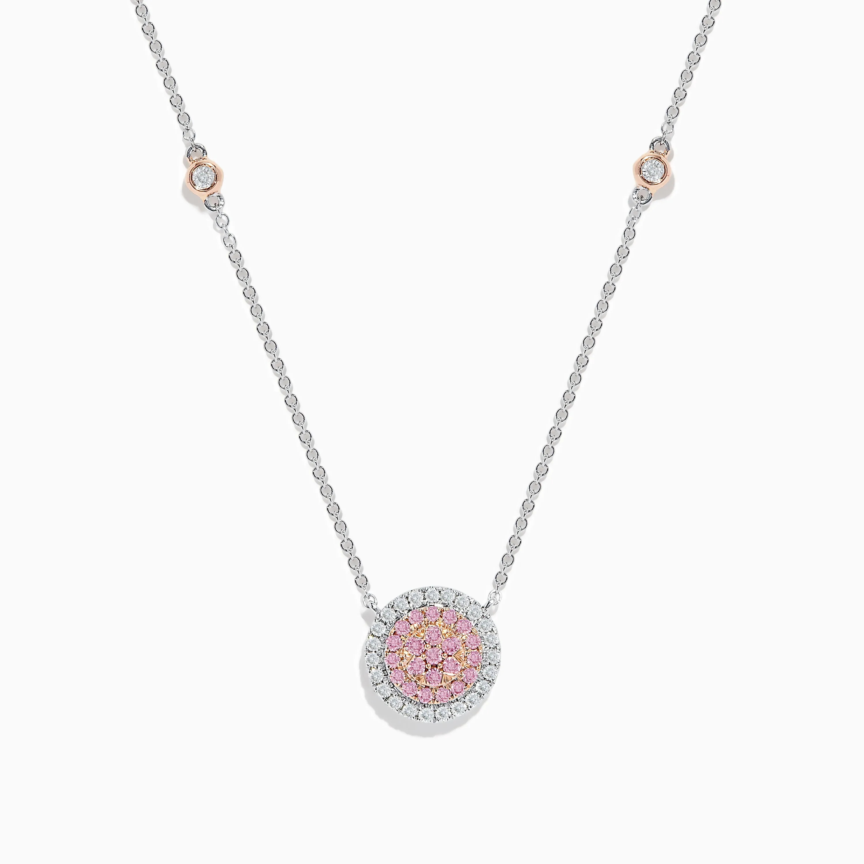 14K Two Tone Gold Pink and White Diamond Necklace sold by Effy