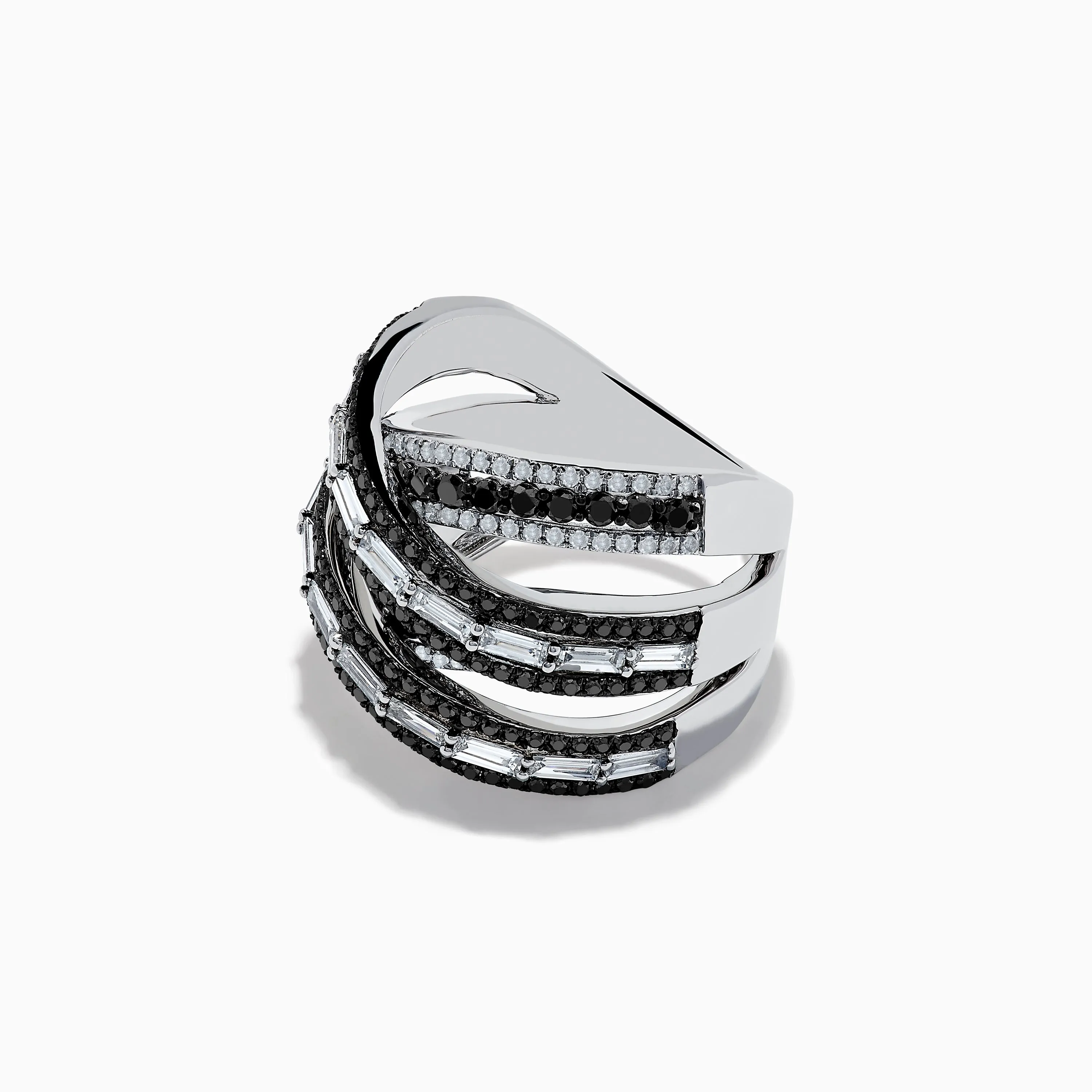14K White Gold Black and White Diamond Criss Cross Ring sold by Effy product image thumbnail 2