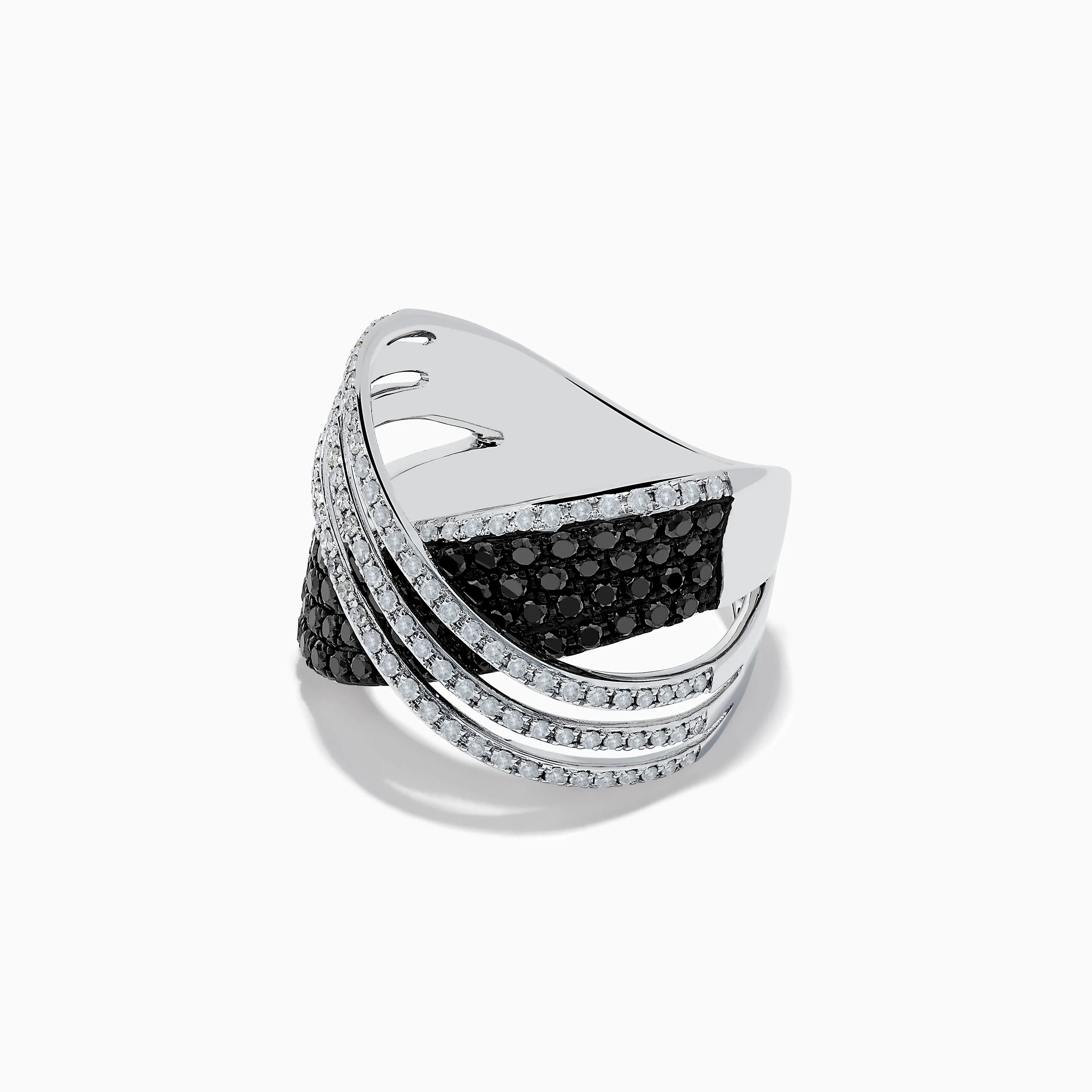 14K White Gold White and Black Diamond Criss Cross Ring sold by Effy product image thumbnail 2