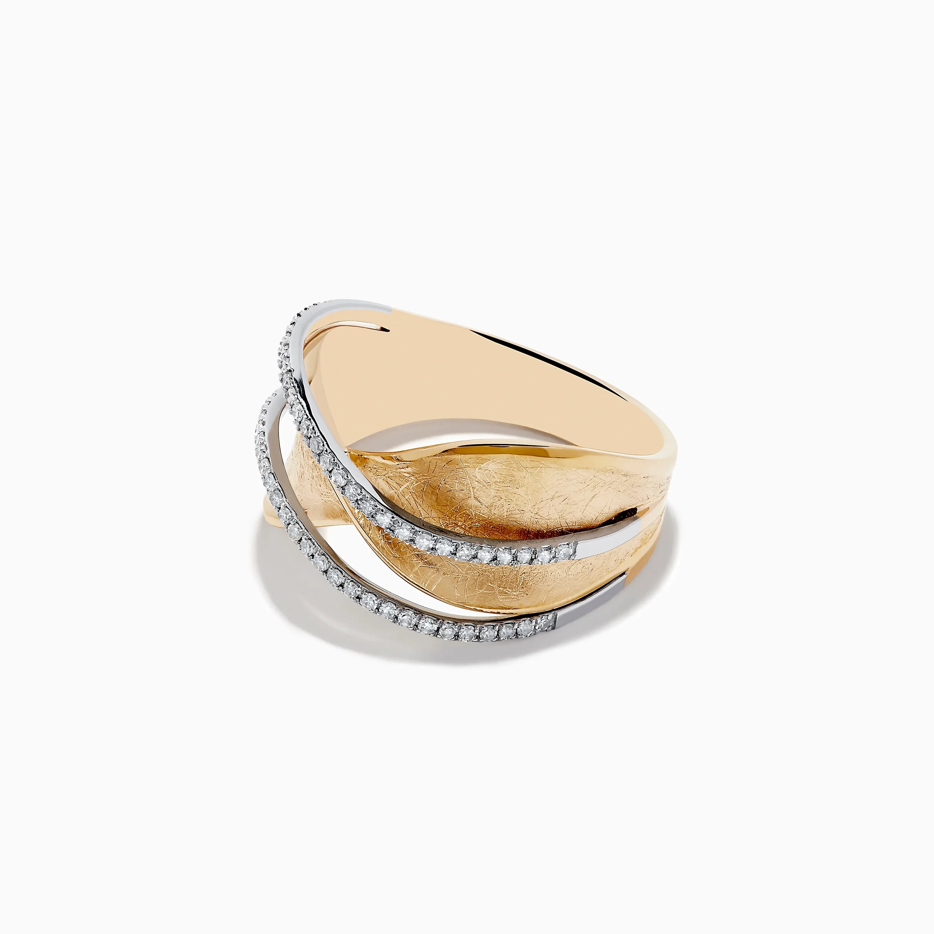 D'Oro 14K Textured Gold Diamond Crossover Ring sold by Effy product image thumbnail 2