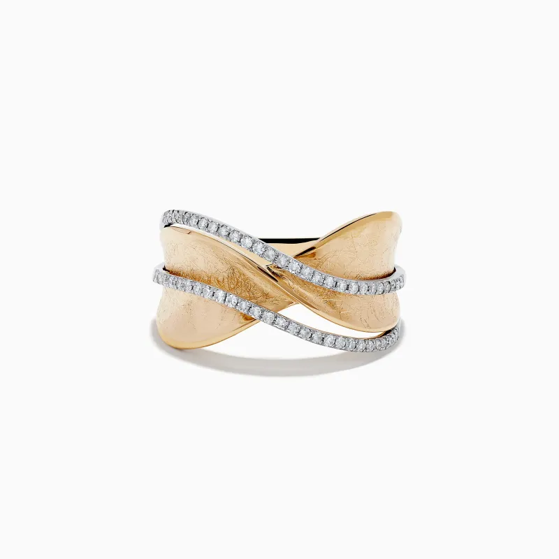 D'Oro 14K Textured Gold Diamond Crossover Ring sold by Effy