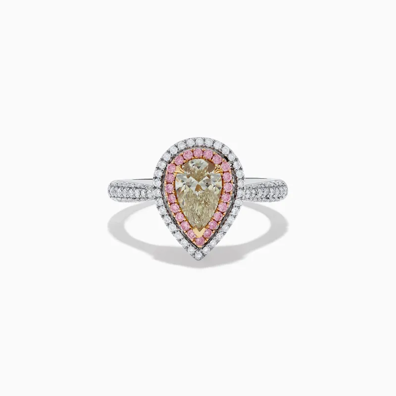 Canare 18K Pear Shaped Yellow Diamond and Pink Diamond Halo Ring 1.52 TCW sold by Effy
