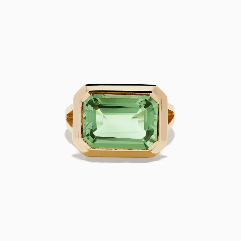 14K Yellow Gold Green Amethyst Ring sold by Effy