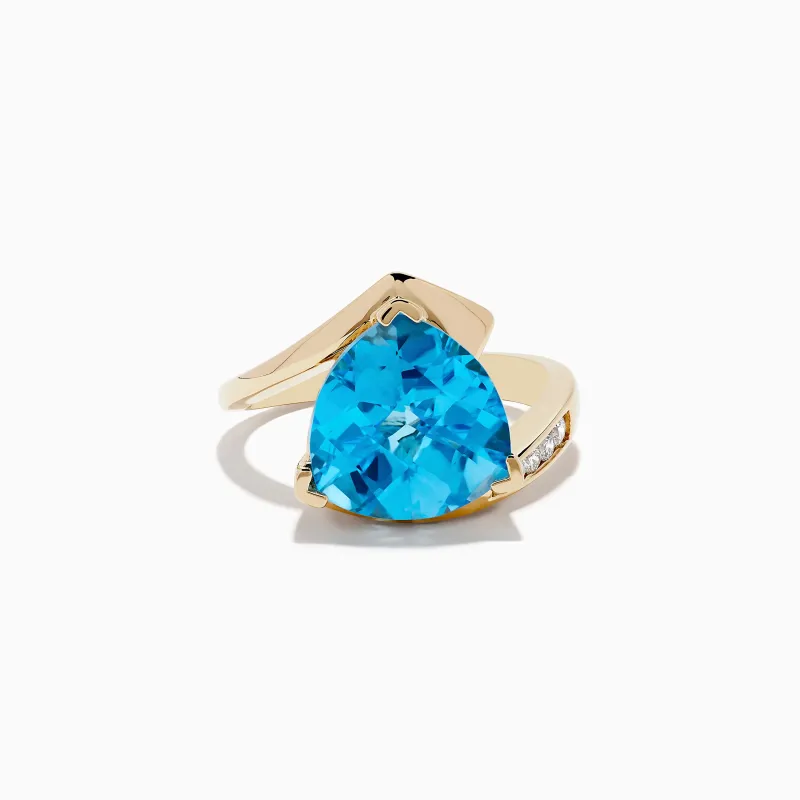 Ocean Bleu 14K Yellow Gold Diamond, Blue Topaz Ring sold by Effy
