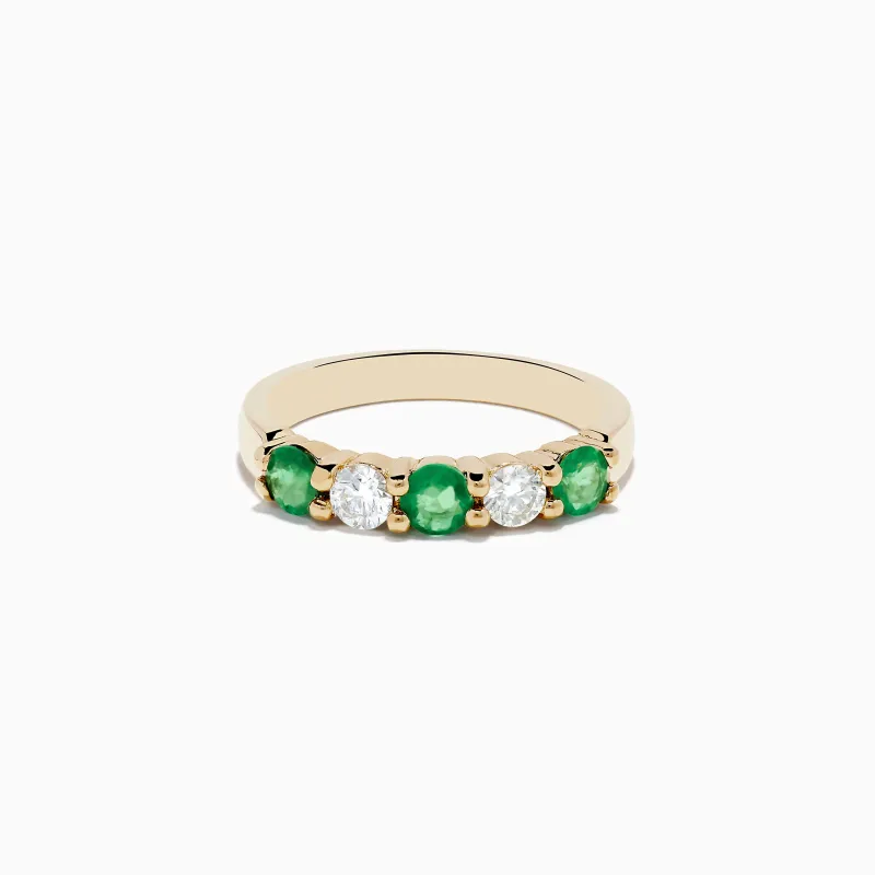 Brasilica 14K Yellow Gold Emerald and Diamond Band Ring sold by Effy