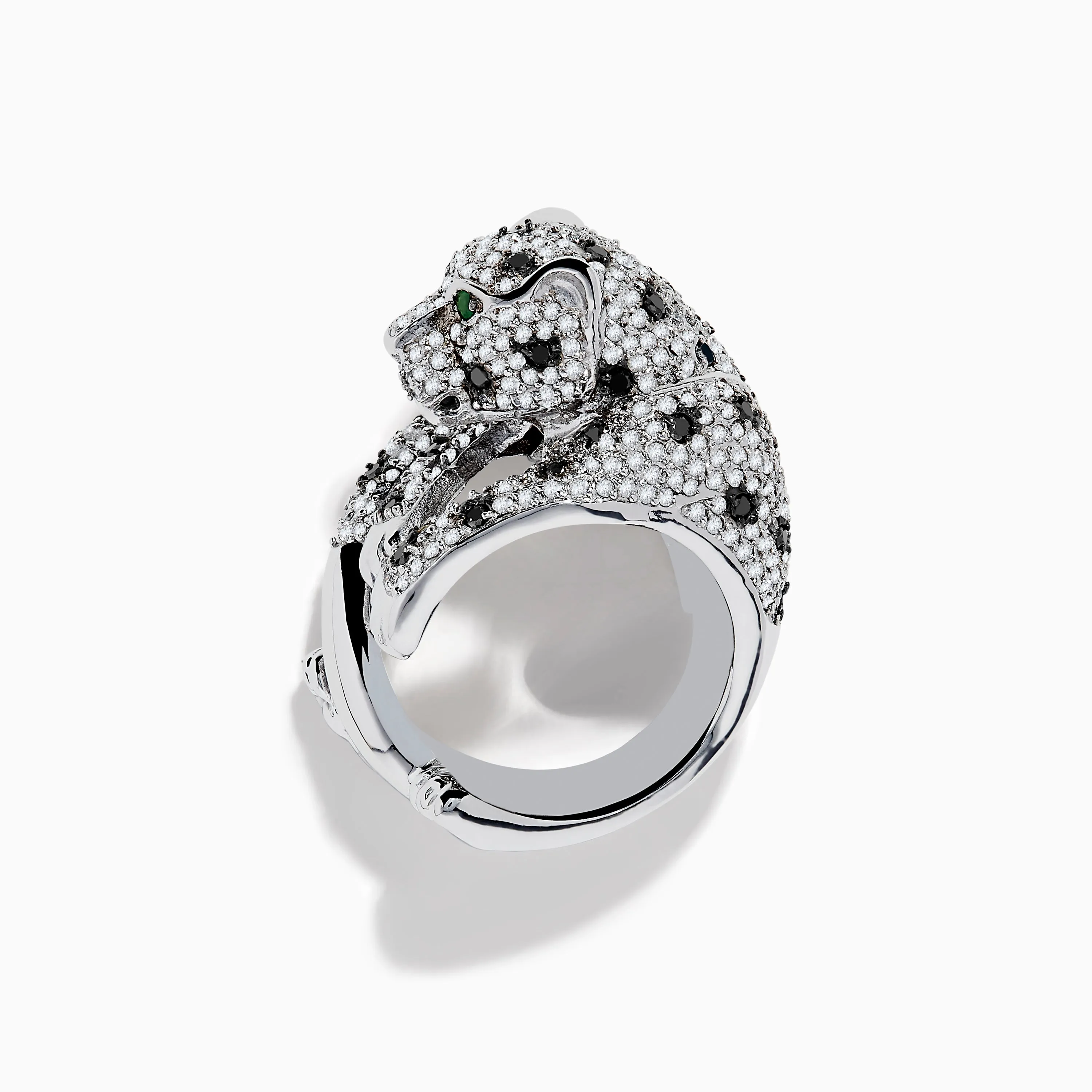 Signature 14K White Gold Diamond and Emerald Panther Ring sold by Effy product image thumbnail 5