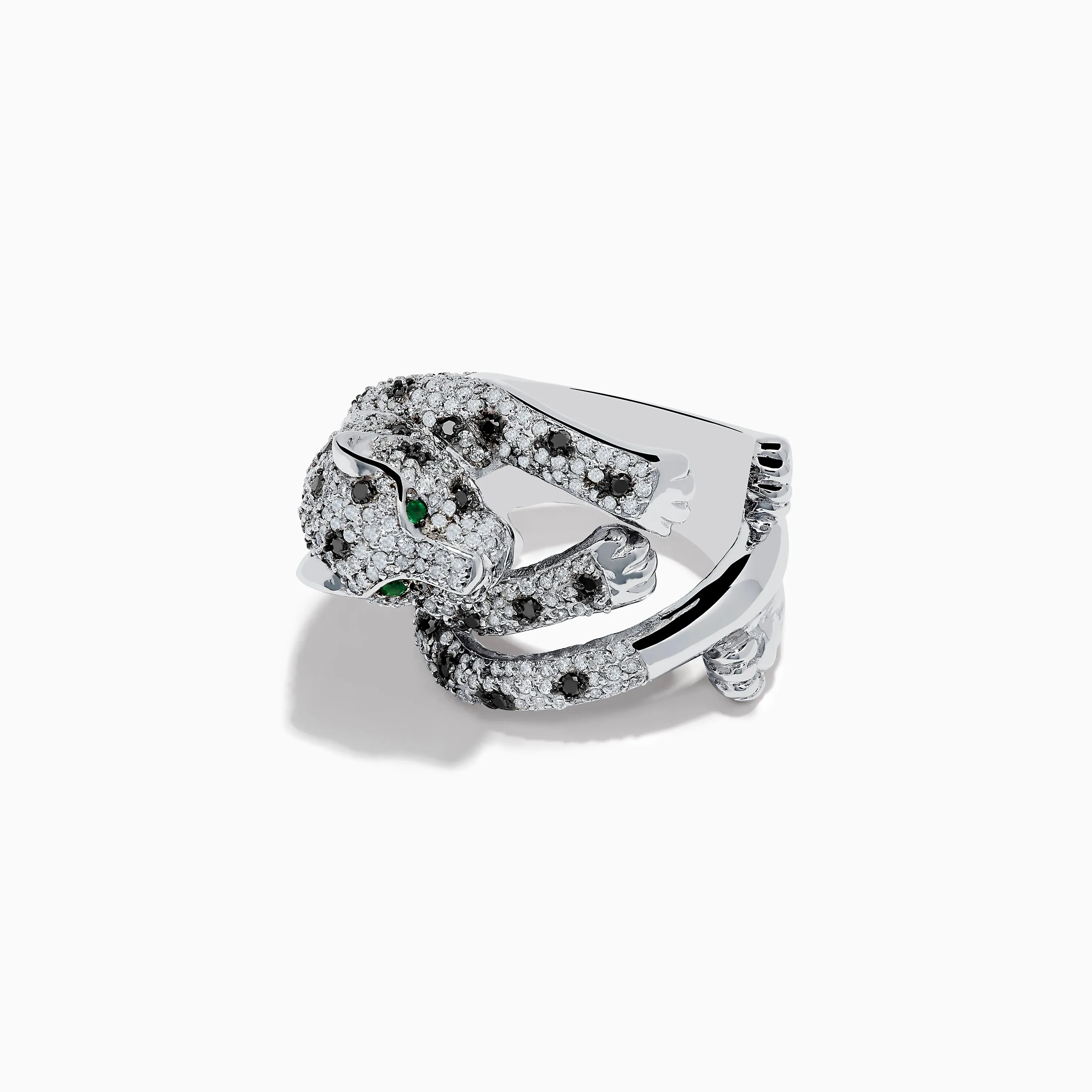 Signature 14K White Gold Diamond and Emerald Panther Ring sold by Effy product image thumbnail 3