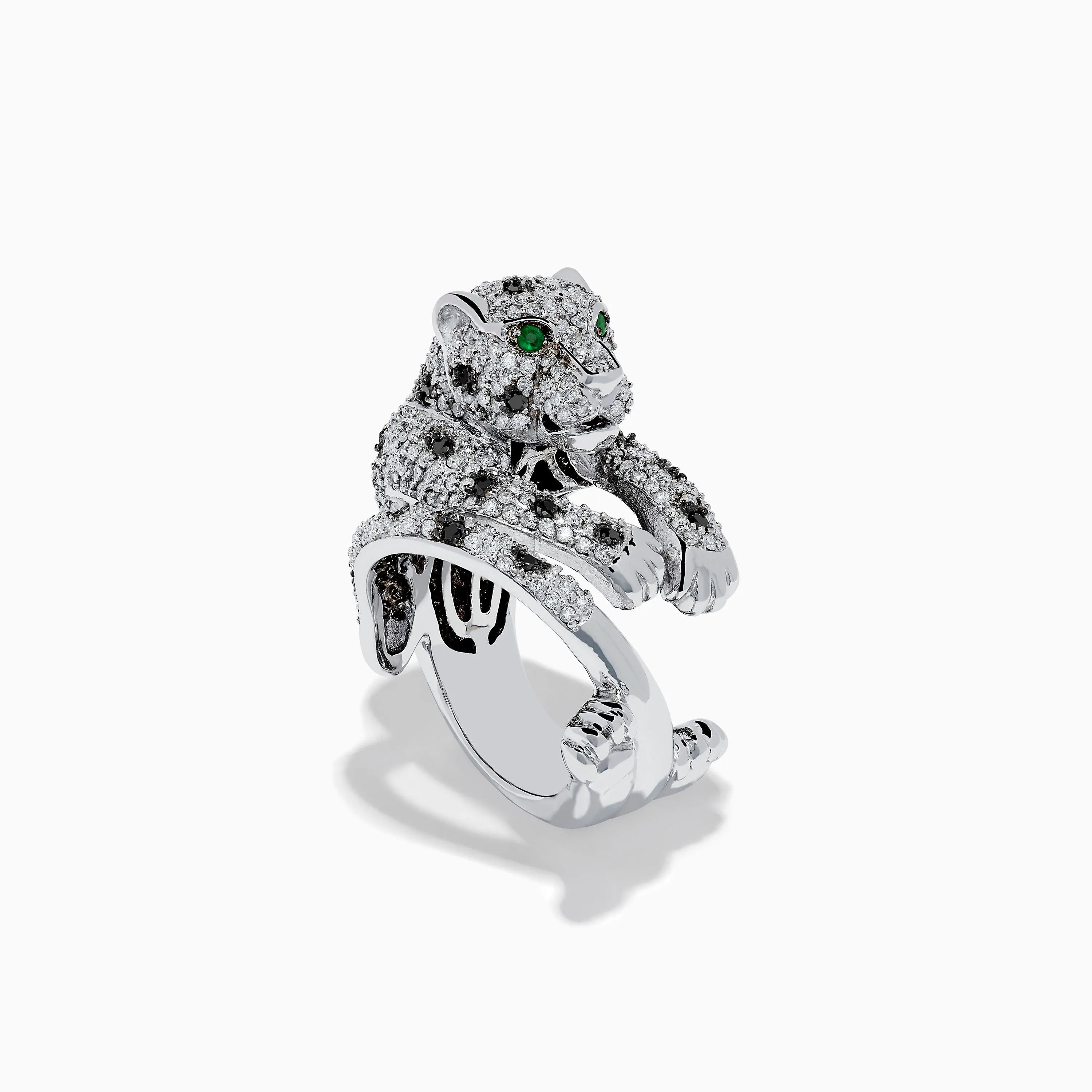 Signature 14K White Gold Diamond and Emerald Panther Ring sold by Effy product image thumbnail 2