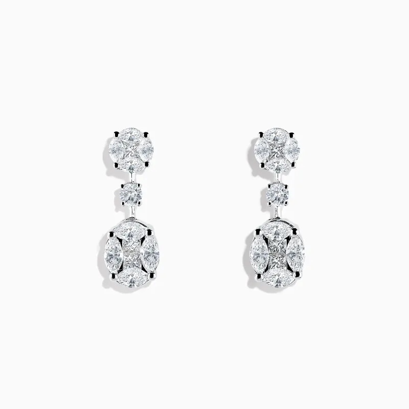 Pave Classica 18K White Gold Diamond Drop Earrings sold by Effy