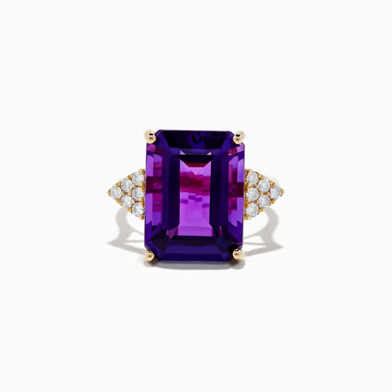 14K Yellow Gold Amethyst and Diamond Ring sold by Effy
