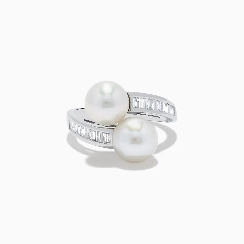 14K White Gold Fresh Water Pearl and Diamond Ring sold by Effy