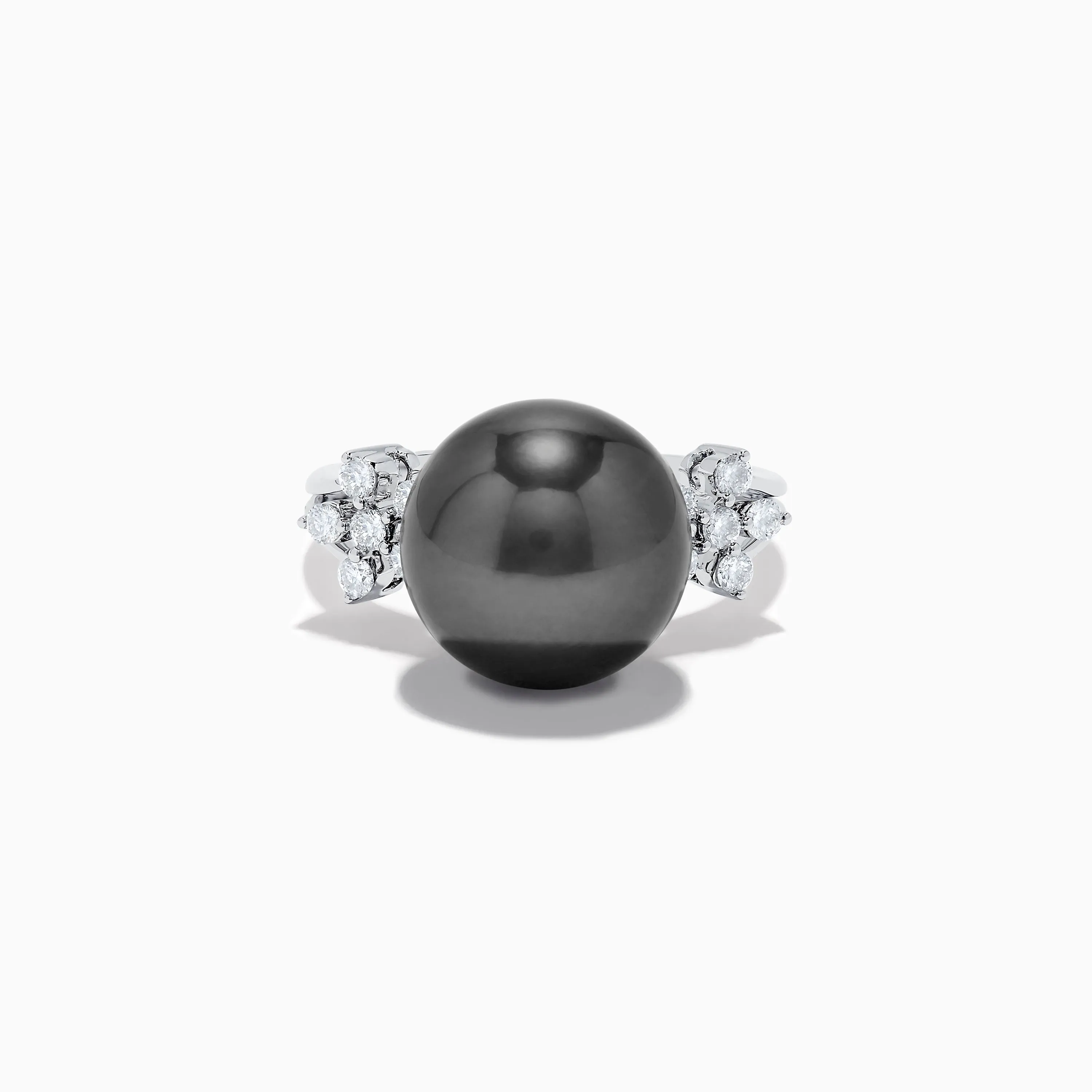 14K White Gold Tahitian Pearl and Diamond Ring sold by Effy