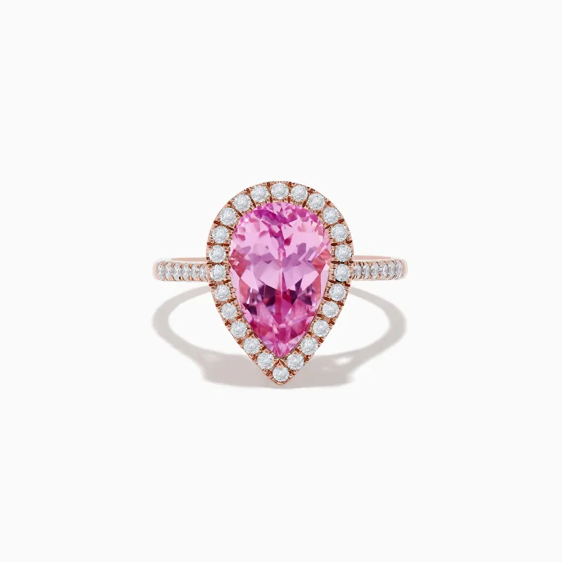 14K Rose Gold Kunzite and Diamond Ring sold by Effy