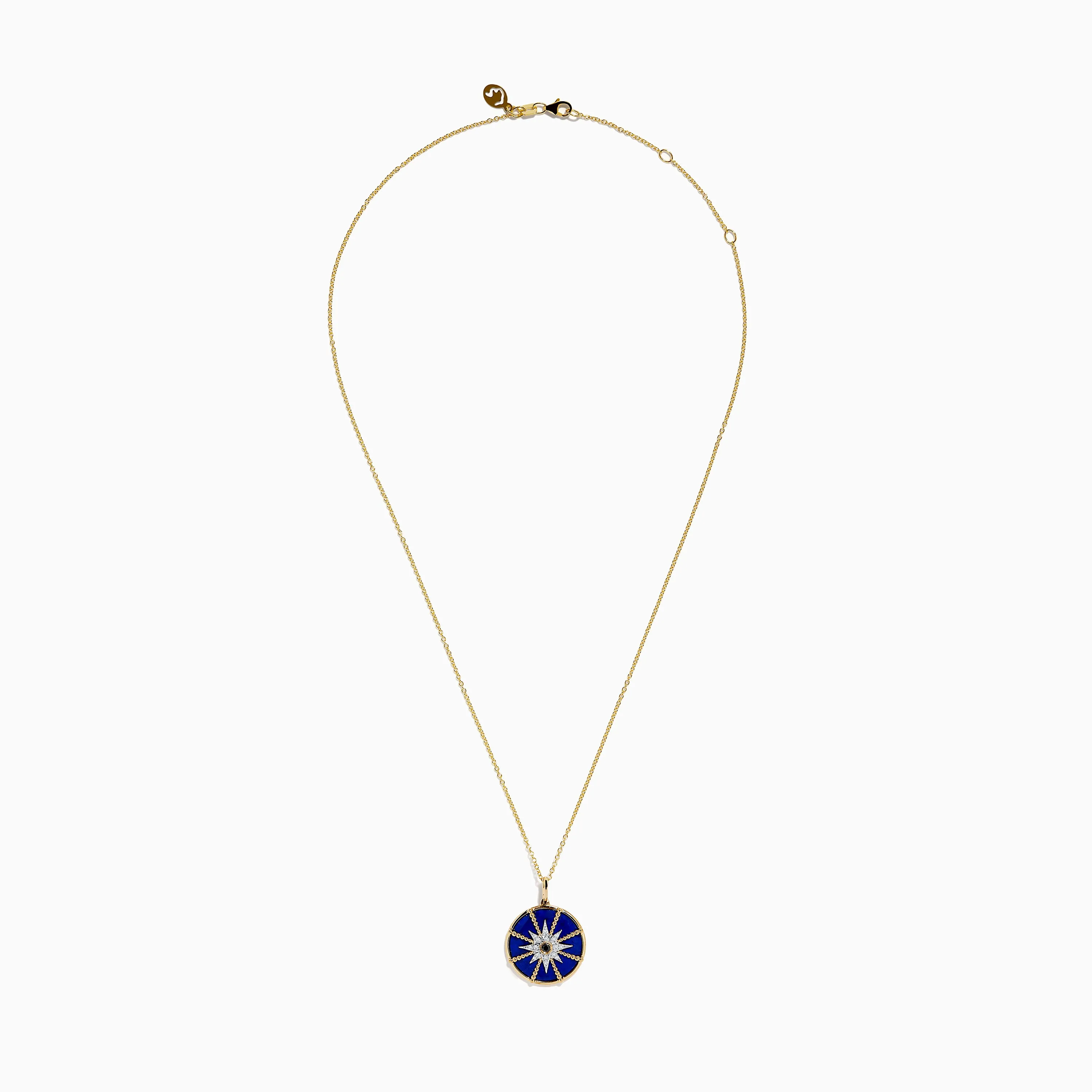 14K Yellow Gold Lapis, White and Black Diamond Compass Pendant sold by Effy product image thumbnail 2