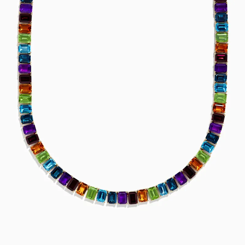 Mosaic 14K Yellow Gold Multi Gemstone Necklace sold by Effy