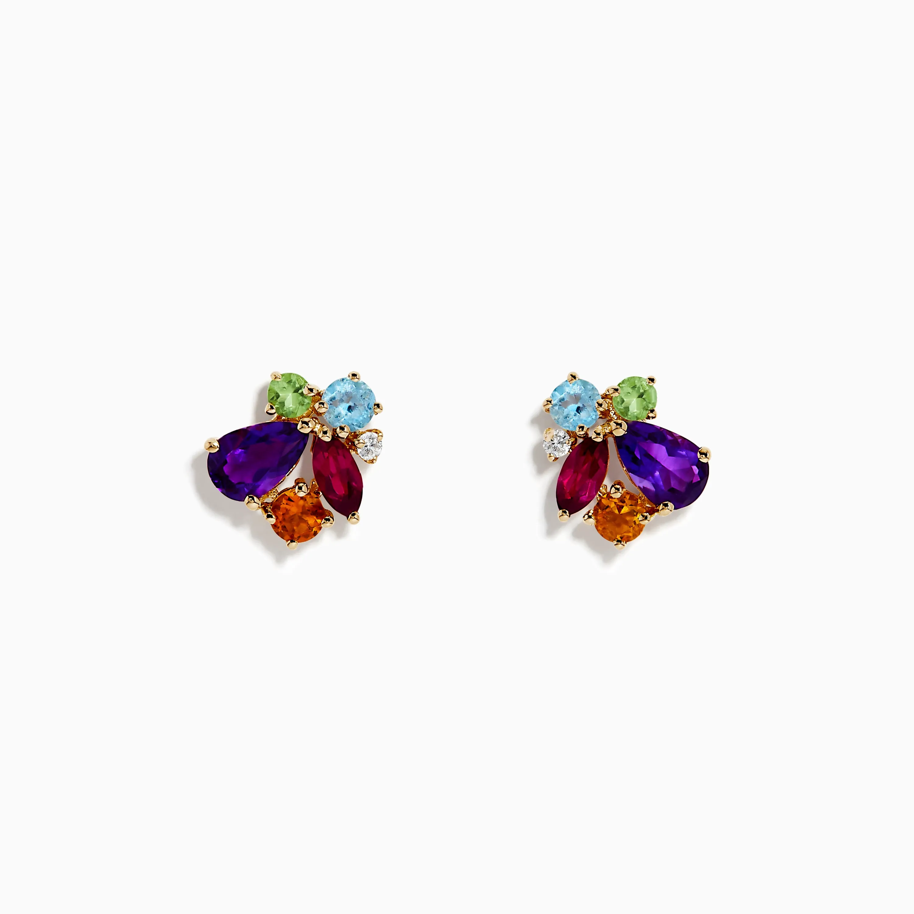 Mosaic 14K Yellow Gold Multi Gemstone and Diamond Earrings sold by Effy