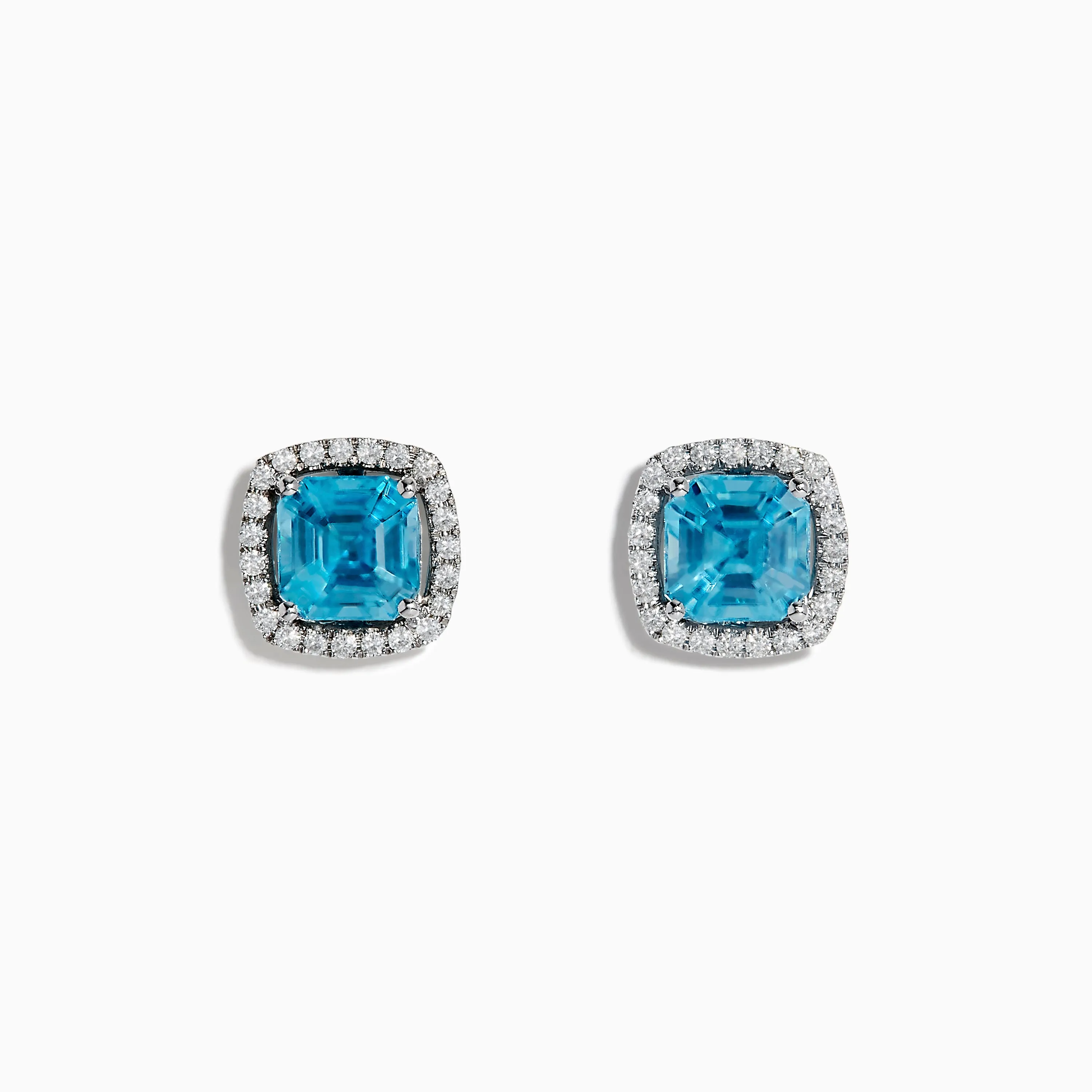 14K White Gold Blue Zircon and Diamond Stud Earrings sold by Effy
