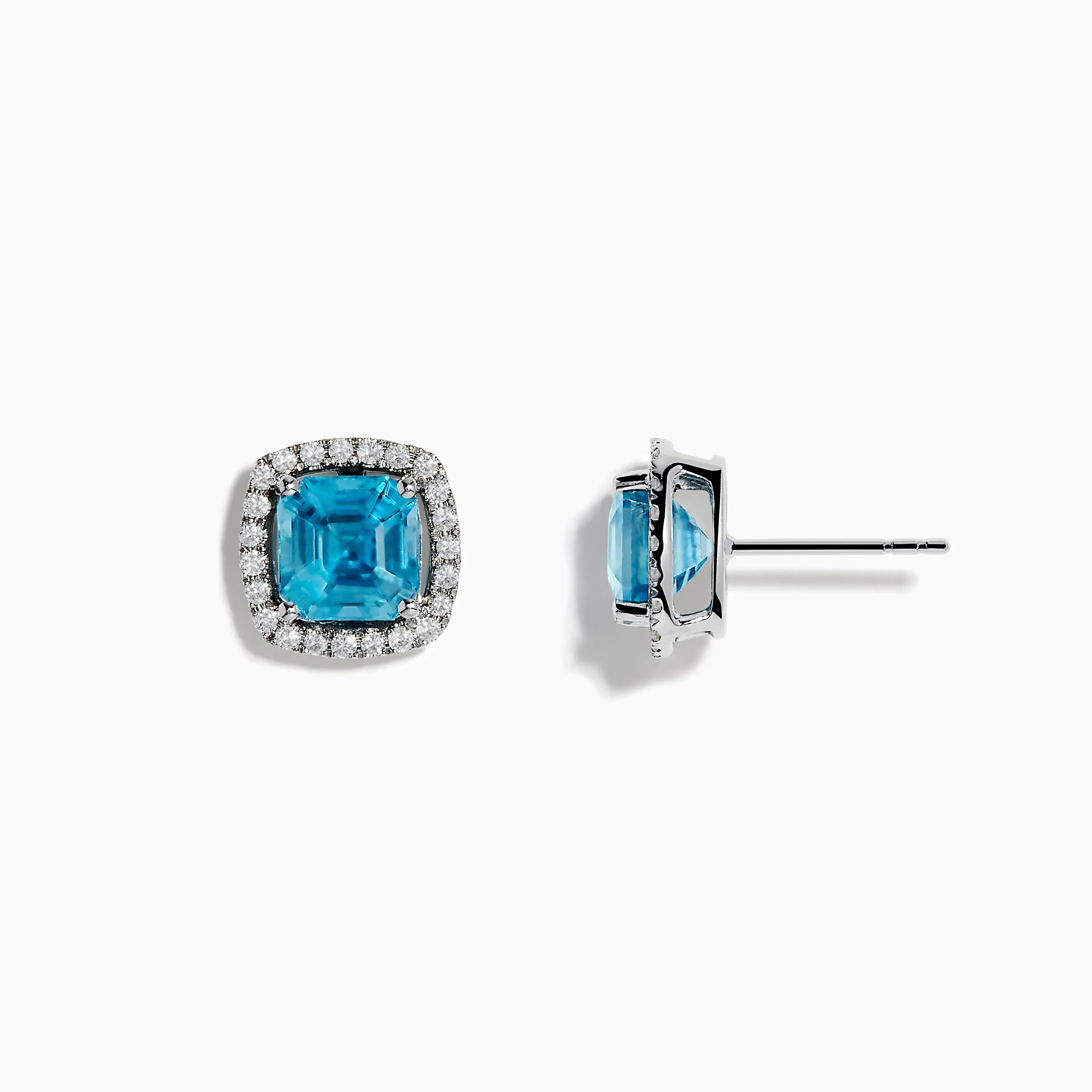14K White Gold Blue Zircon and Diamond Stud Earrings sold by Effy product image thumbnail 2
