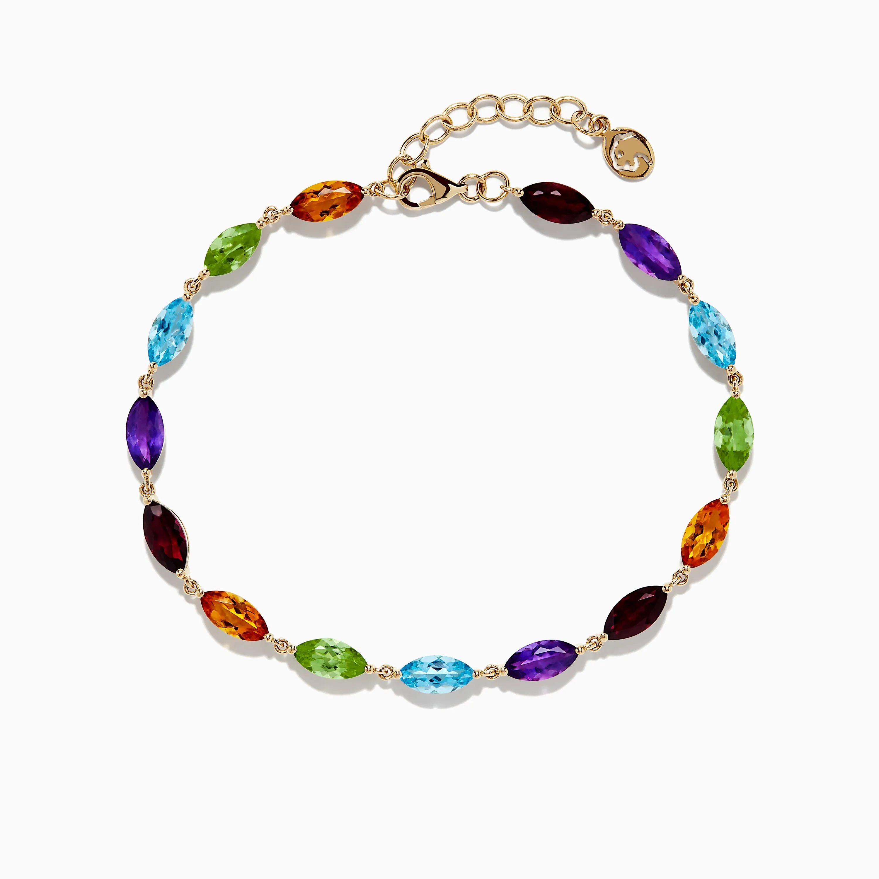 Mosaic 14K Yellow Gold Multi Gemstone Adjustable Tennis Bracelet 9.30 TCW sold by Effy