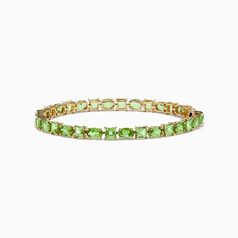 14K Yellow Gold Peridot Tennis Bracelet 13.50 TCW sold by Effy