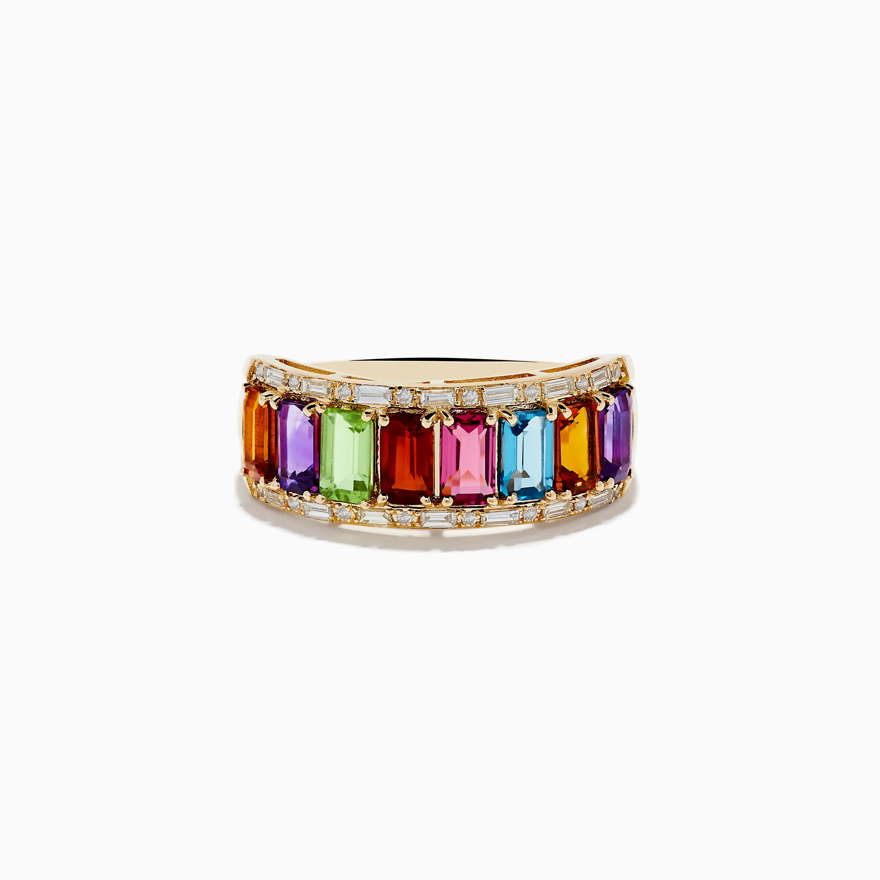 Mosaic 14K Yellow Gold Multi Gemstone and Diamond Ring sold by Effy