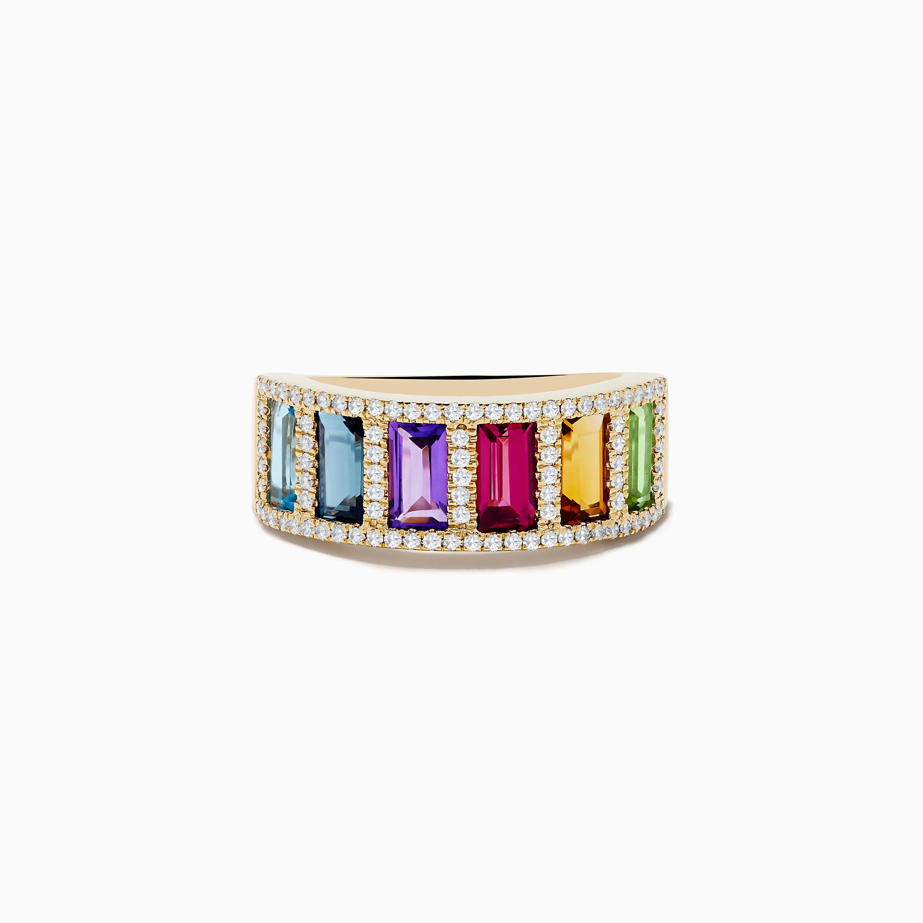 Mosaic 14K Yellow Gold Multi Gemstone and Diamond Ring sold by Effy