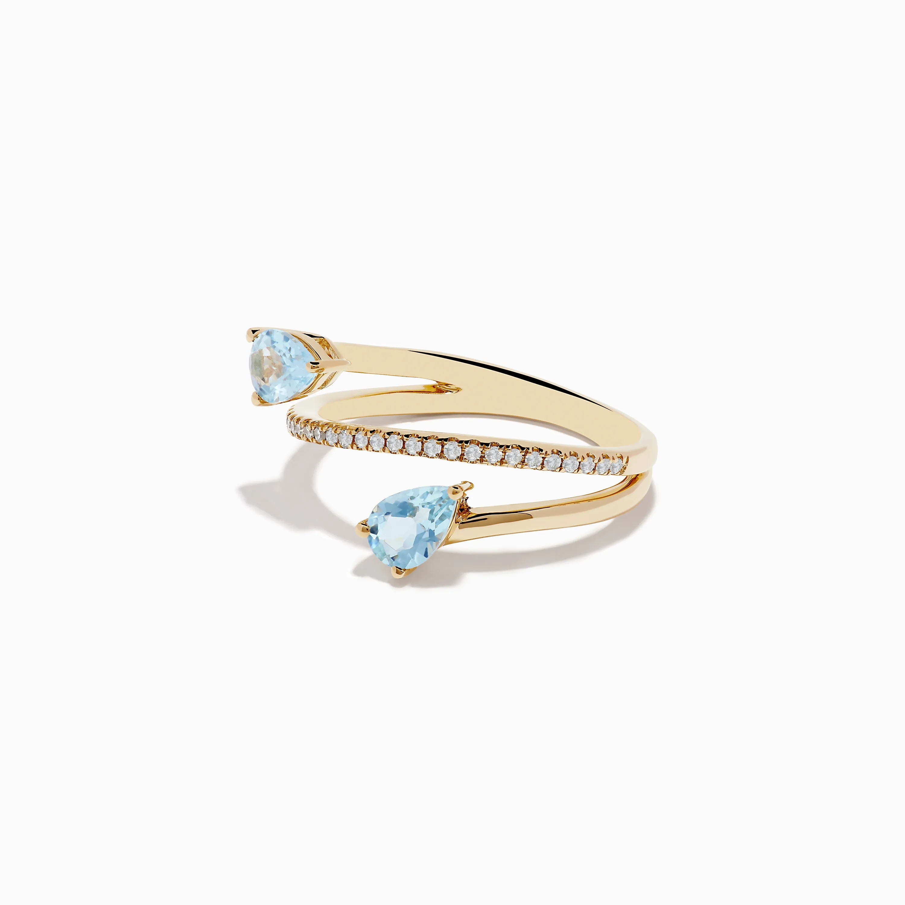 Aquarius 14K Yellow Gold Aquamarine and Diamond Ring sold by Effy product image thumbnail 2