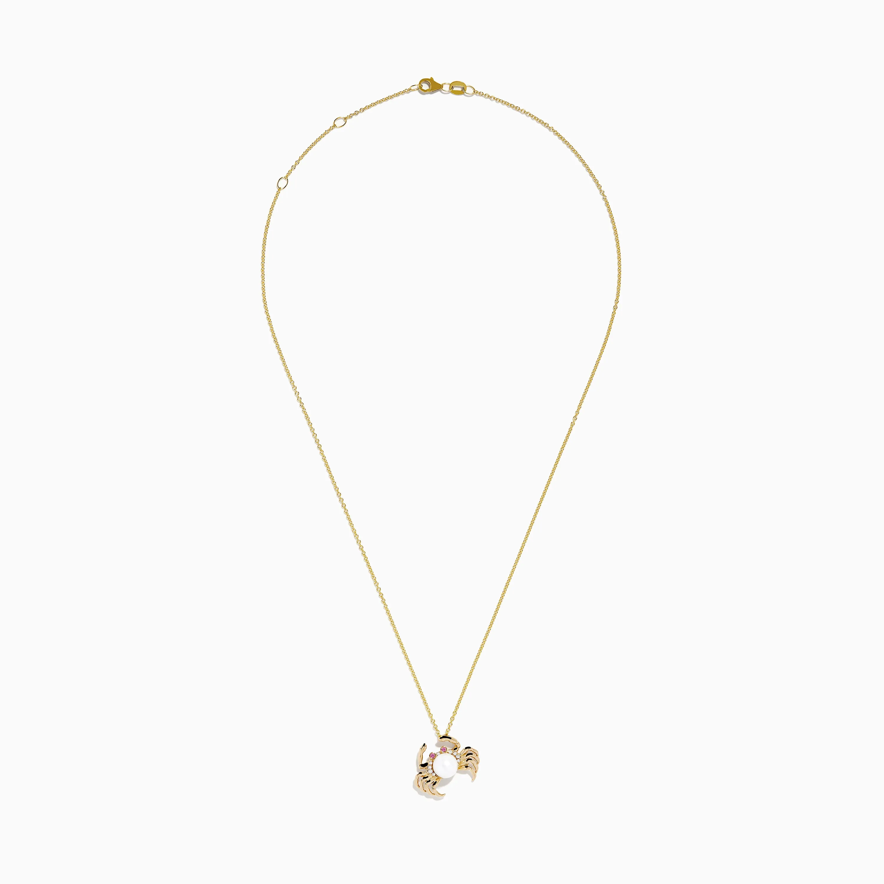 14K Yellow Gold Freshwater Pearl, Pink Sapphire and Diamond Crab Pendant sold by Effy product image thumbnail 2